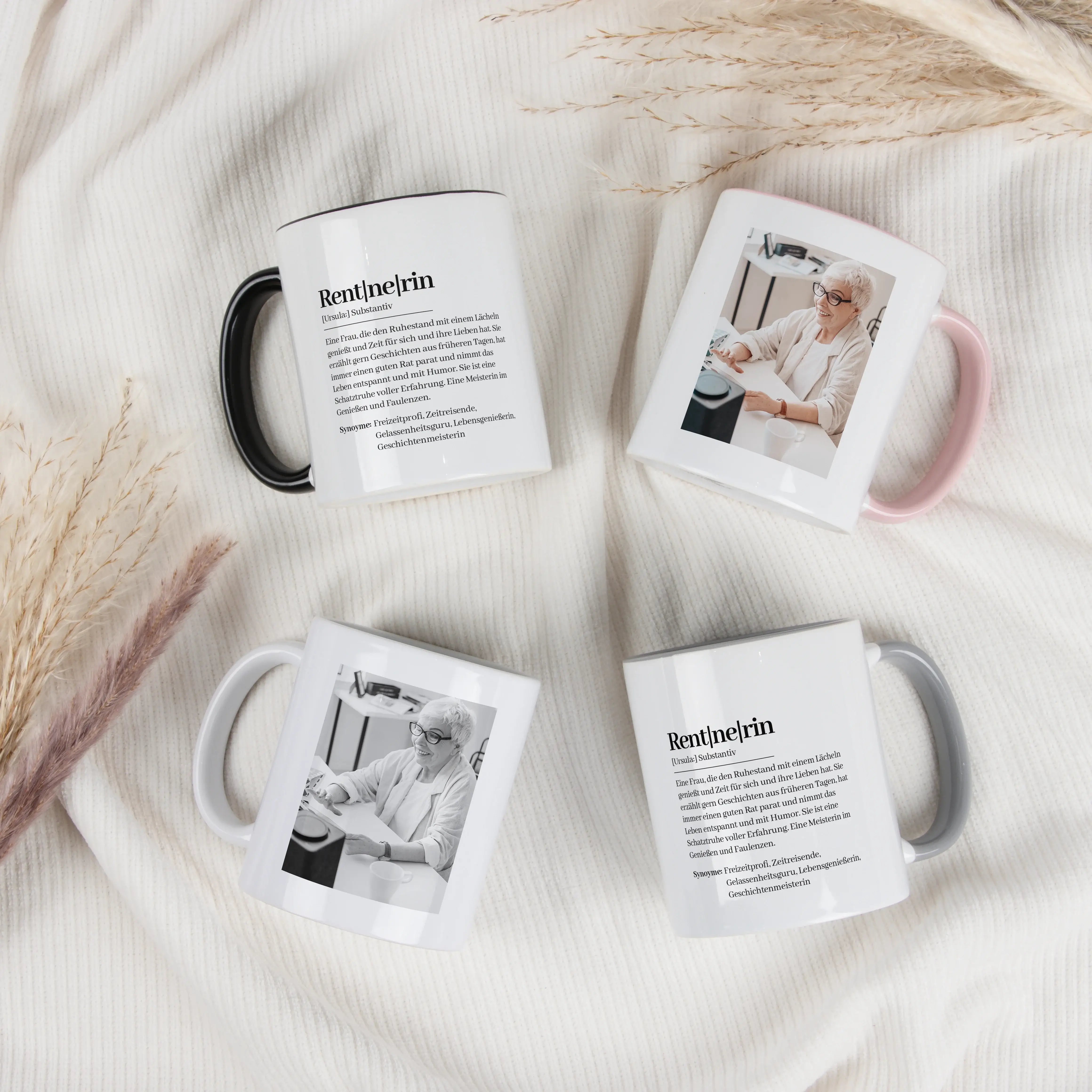 Tasse Definition Rentnerin-Keramik Tasse-famprints-Die Tasse Definition Rentnerin ist mehr als nur eine schöne Tasse, sie ist eine persönliche Erinnerung an einen neuen Lebensabschnitt. Das liebevolle Design im Duden Stil beschreibt eine Rentnerin auf cha