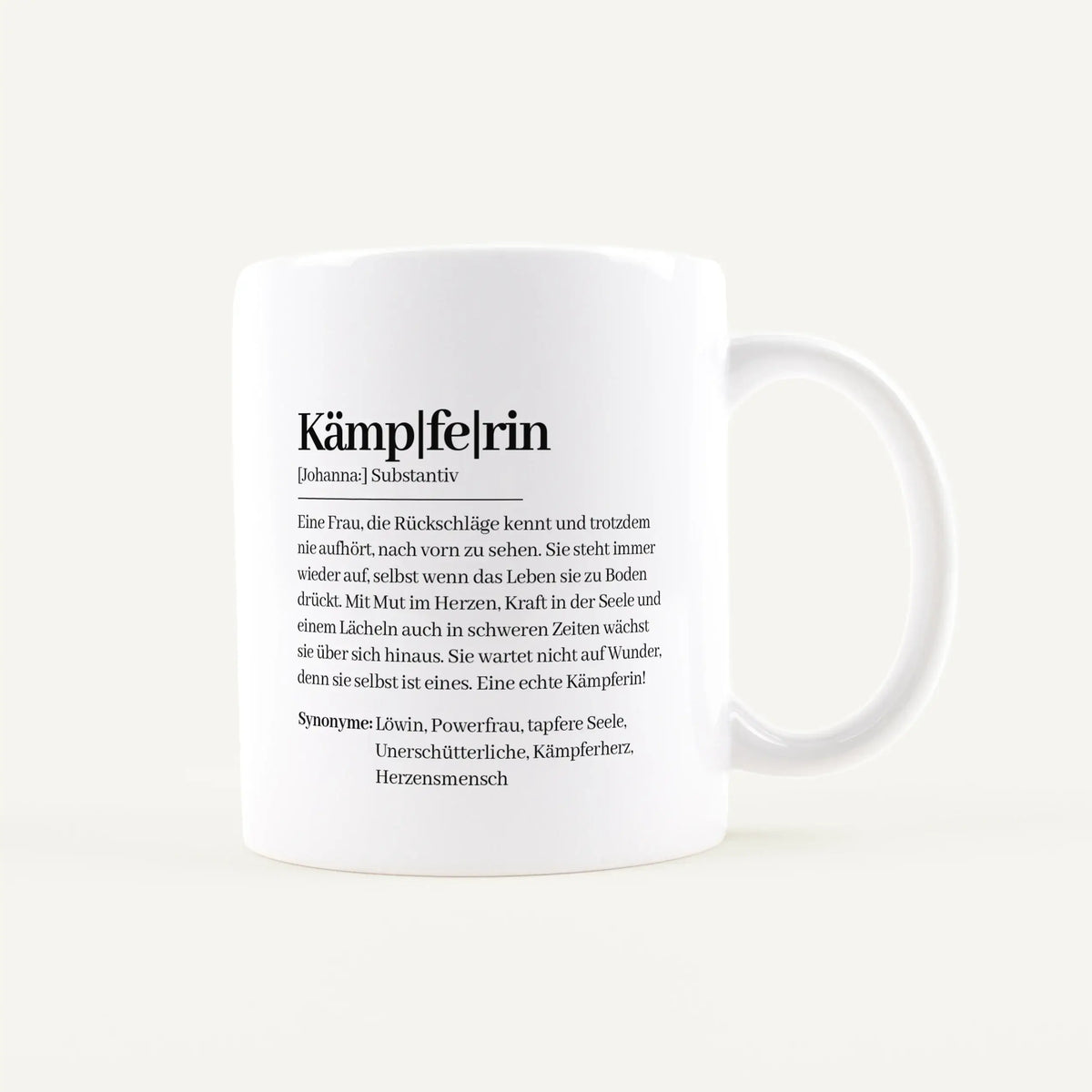 Tasse Definition Kämpferin - Keramik Tasse - Personalisiertes Geschenk