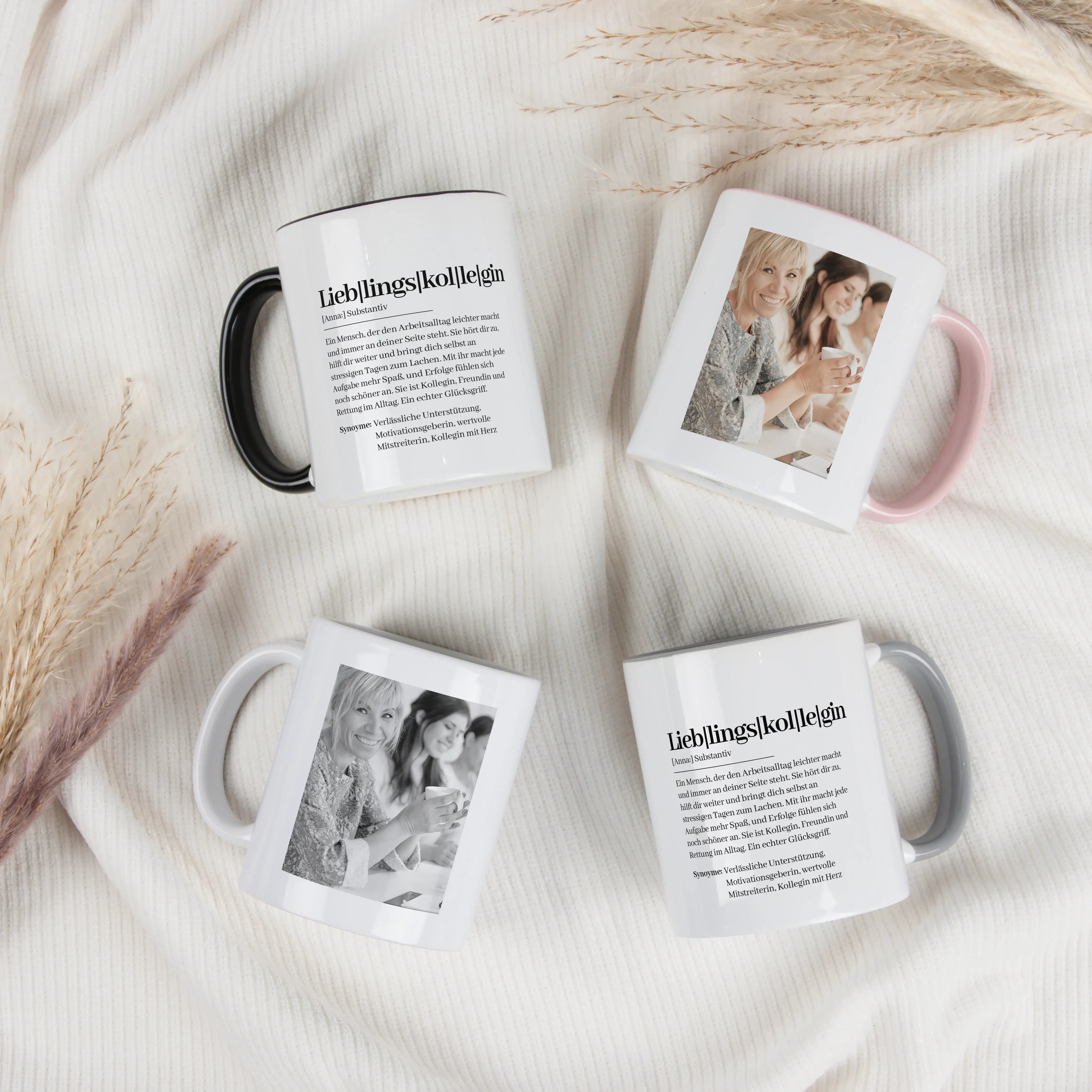 Tasse Definition Lieblingskollegin-Keramik Tasse-famprints-Die Tasse Definition Lieblingskollegin ist eine persönliche Geschenkidee für einen Menschen, der den Arbeitsalltag einfach schöner macht. Das Design im Duden Stil sagt mit liebevollen Worten genau