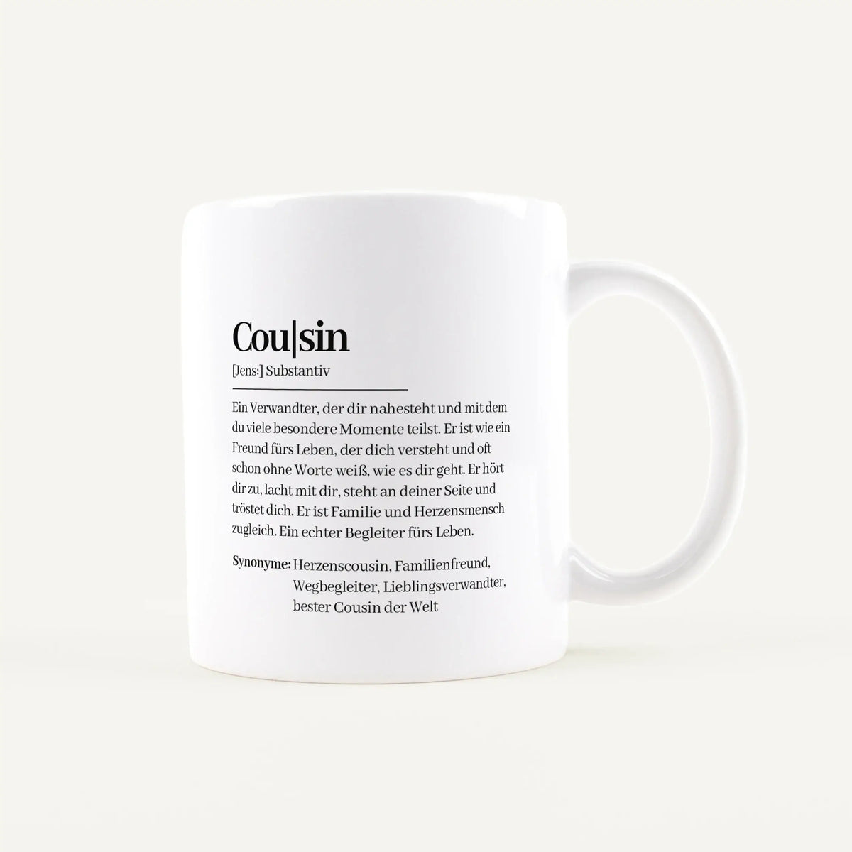 Keramik Tasse - Tasse Definition Cousin - Personalisiertes Geschenk Cousin