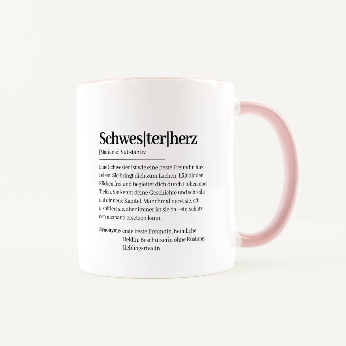 Keramik Tasse - Tasse Definition Schwesterherz - Geschenk fuer Schwester