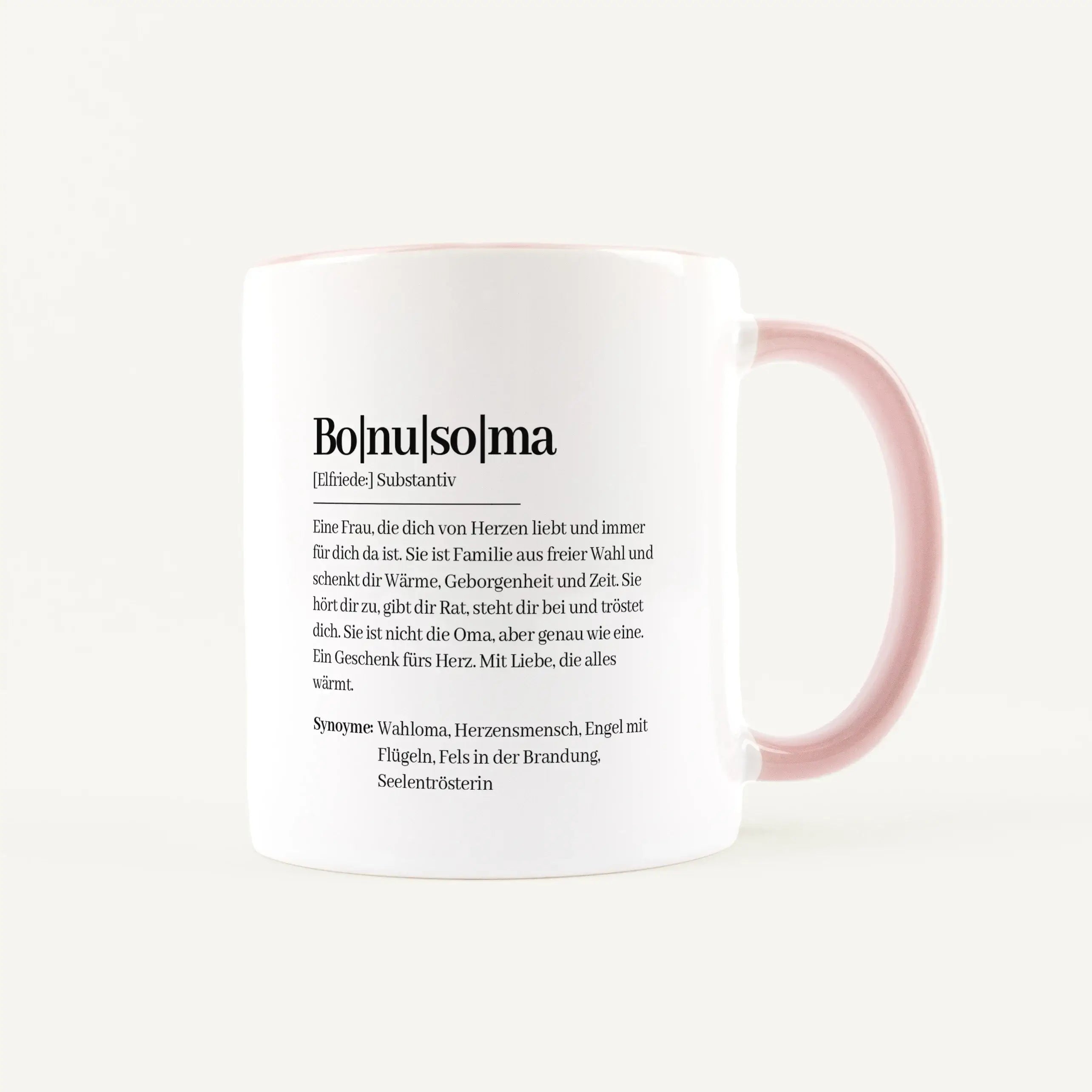 Tasse Definition Bonusoma-Keramik Tasse-famprints-Mit der Tasse Definition Bonusoma schenkst du keine Kleinigkeit, sondern eine persönliche Botschaft, die im Alltag immer wieder Freude macht. Das Design im Duden Stil beschreibt die Bonusoma auf liebevolle
