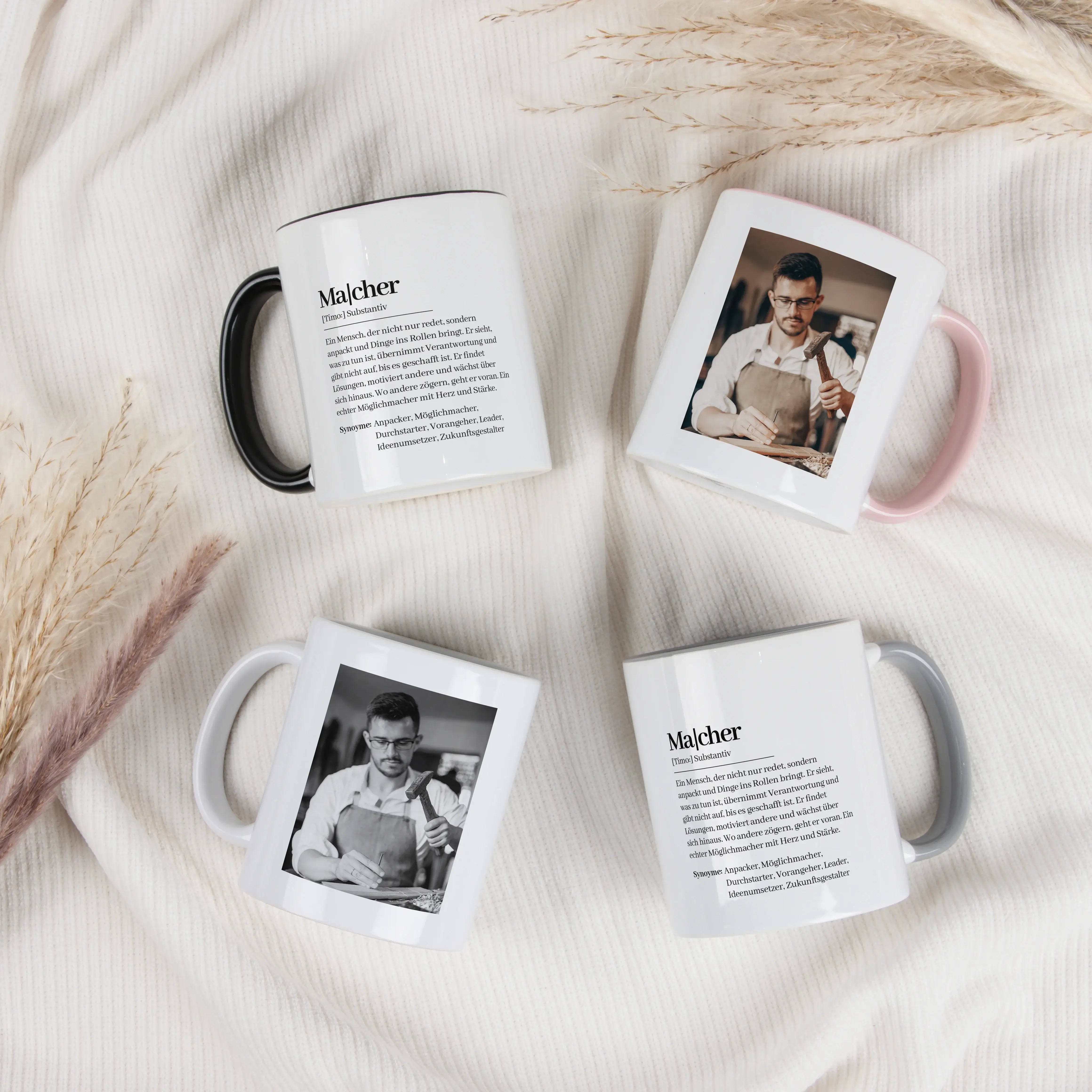 Tasse Definition Macher-Keramik Tasse-famprints-Die Tasse Definition Macher ist für Menschen gemacht, die nicht lange reden, sondern anpacken. Mit ihrem Design im Duden Stil beschreibt sie auf charmante und persönliche Weise, was einen echten Macher ausma