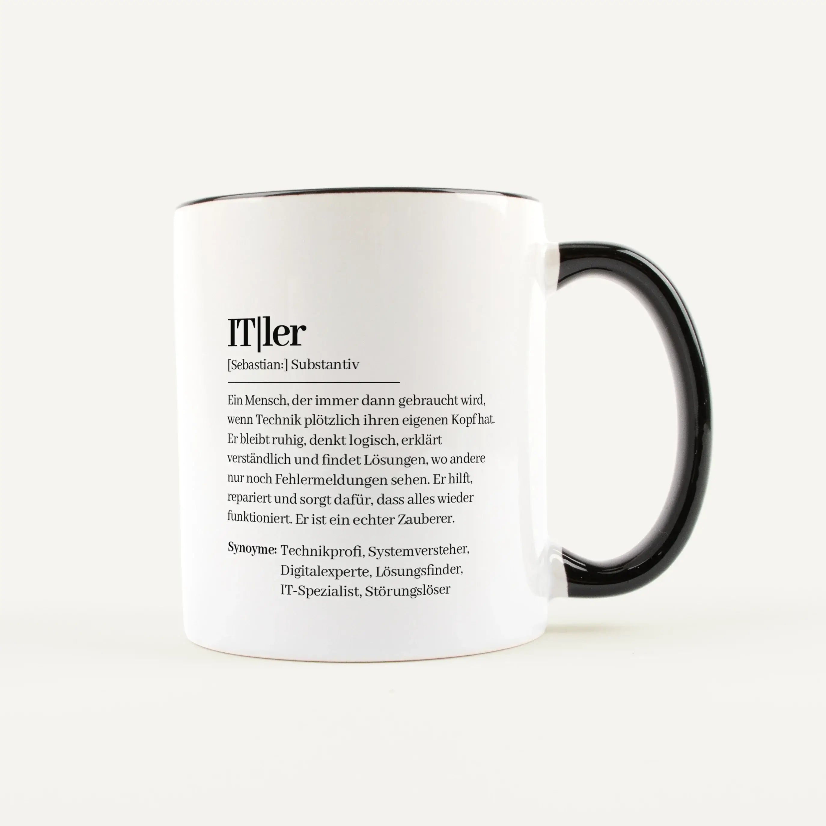 Tasse Definition ITler-Keramik Tasse-famprints-Diese Tasse Definition ITler ist für Menschen gemacht, die bei WLAN Problem, Druckerfehler oder Systemabsturz nicht die Nerven verlieren, sondern direkt nach einer Lösung suchen. Das Motiv im Duden Stil triff