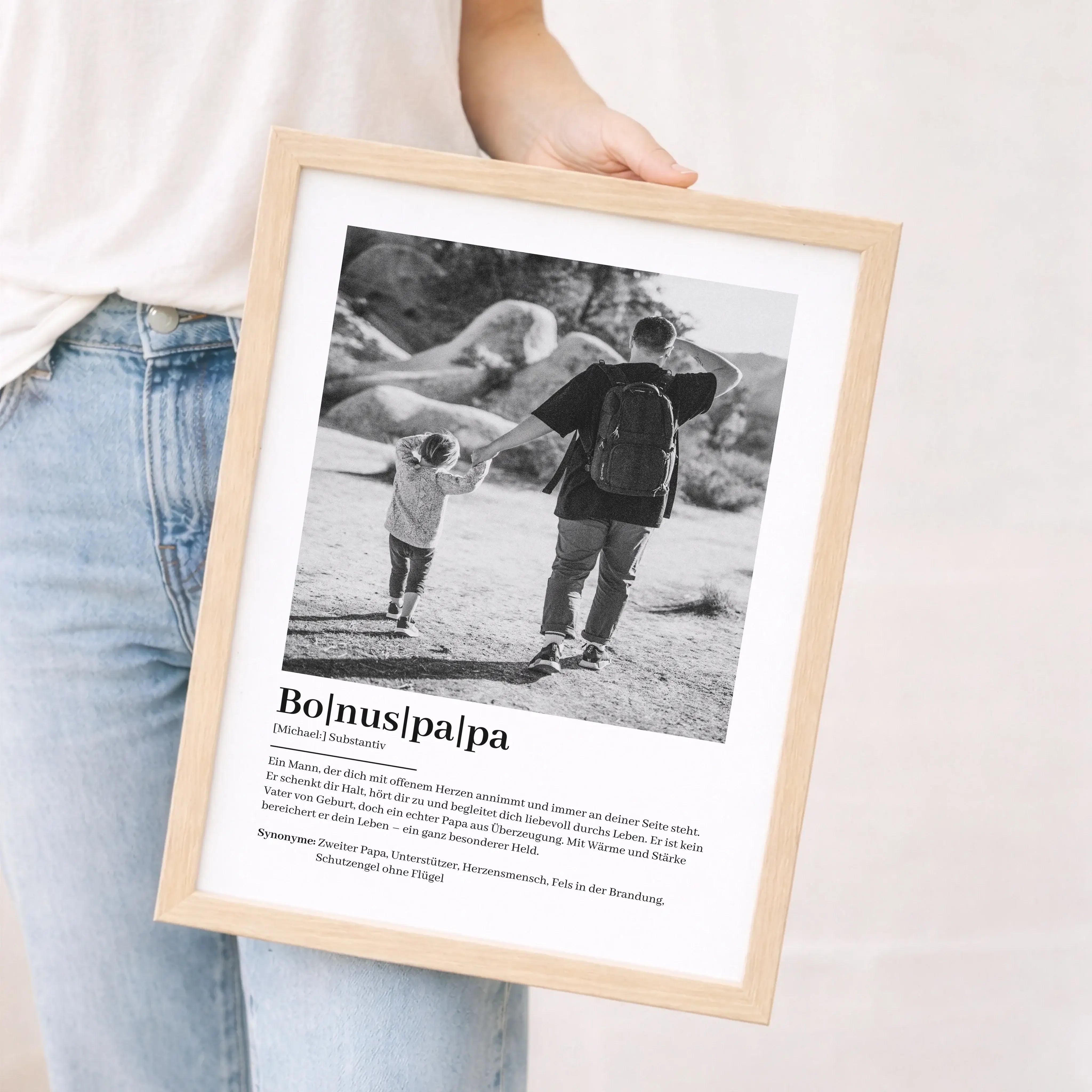 Bonuspapa Definition Poster mit Foto-Personalisiertes Poster-famprints-Das Bonuspapa Definition Poster mit Foto ist eine besondere Art, Danke zu sagen und Wertschätzung sichtbar zu machen. Es verbindet ein persönliches Bild mit einer liebevollen Definitio