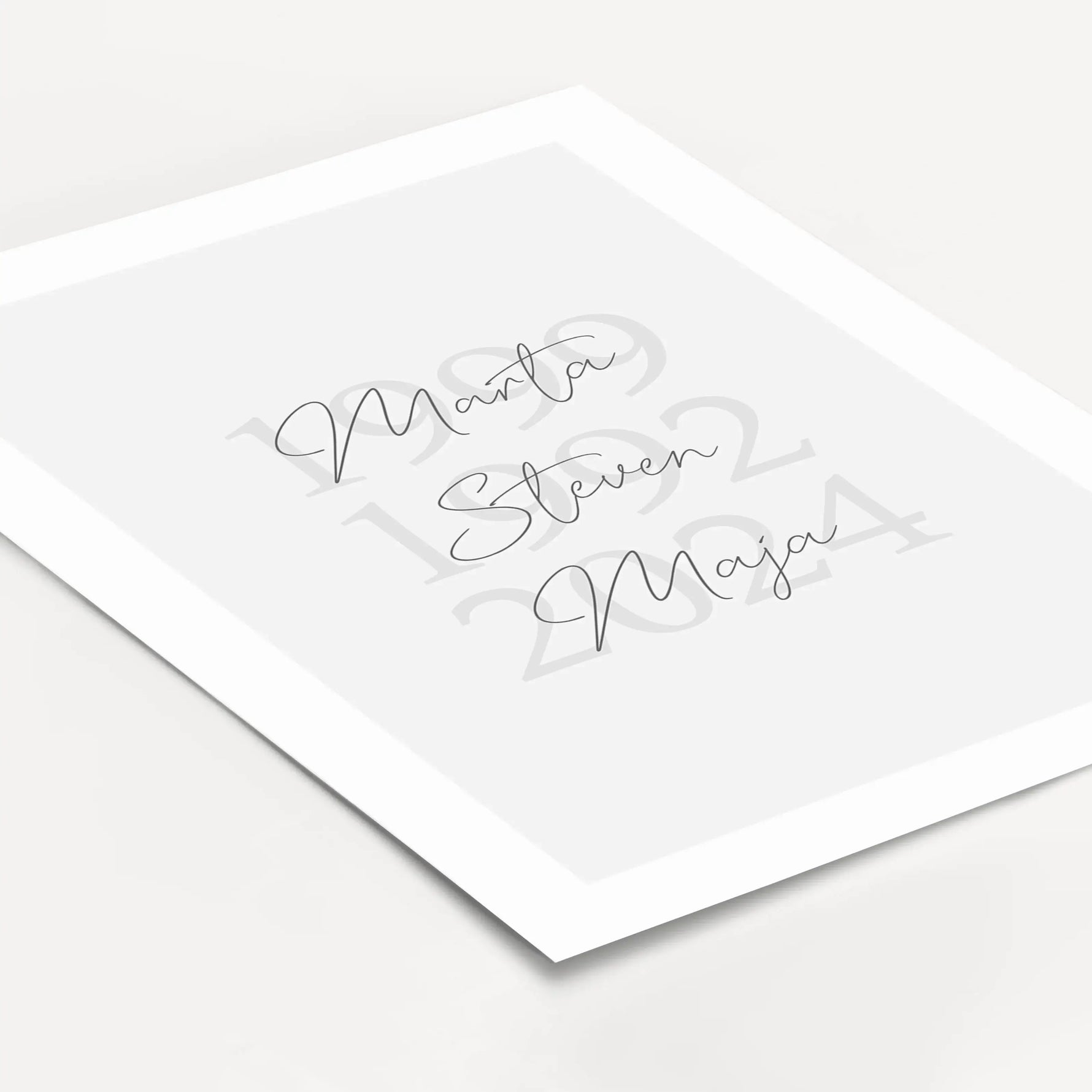 Familienposter Geburtsjahr-famprints-Personalisiertes Poster-Auf dem Familienposter 'Geburtsjahr' finden bis zu 6 Geburtsjahre mit Namen Platz. Mit diesem Poster stellst du deine Familie auf eine ganz besondere Art dar. Das Poster kannst du mit dem Geburt