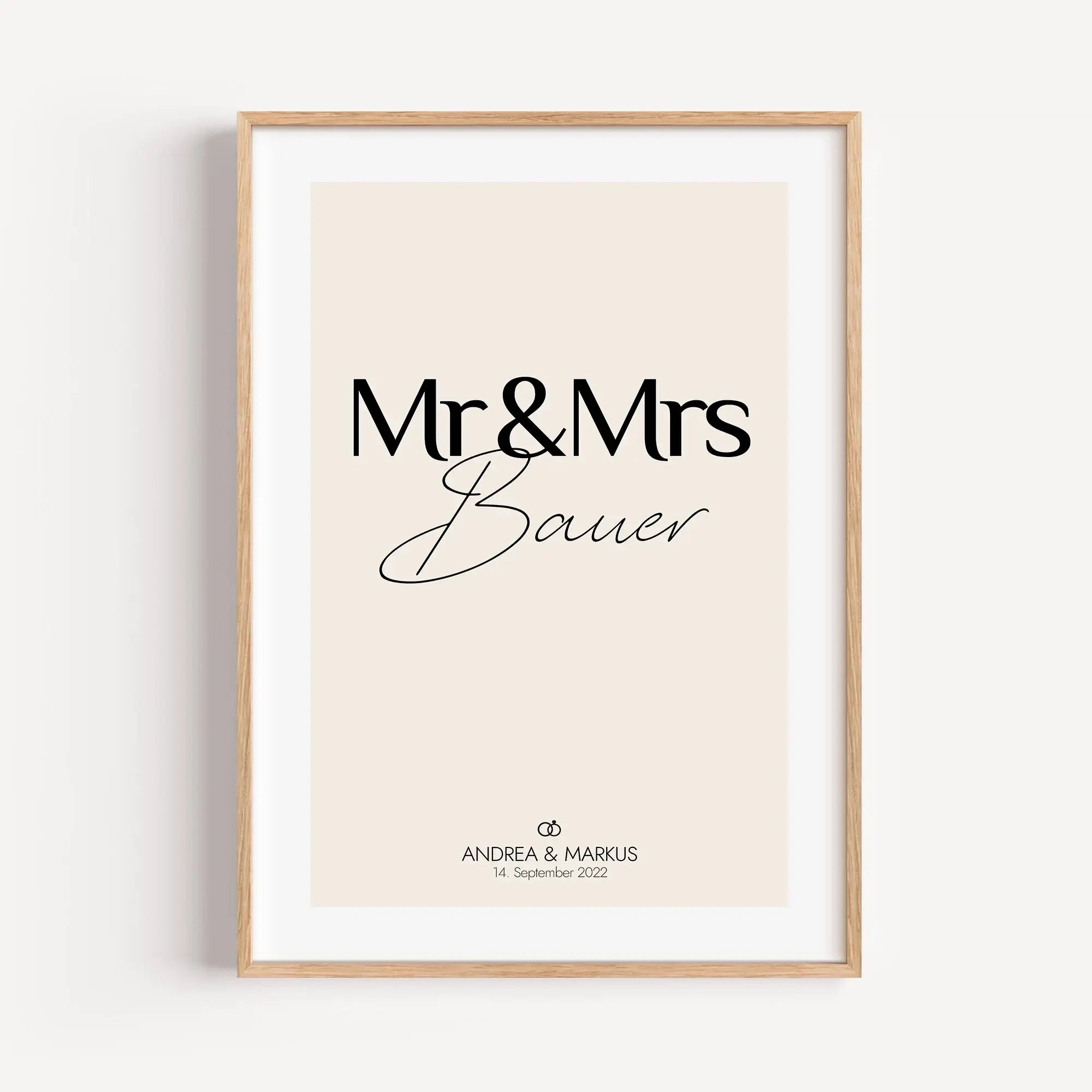 Hochzeit Poster Mr & Mrs-famprints-Personalisiertes Poster-Die perfekte Art, einen besonderen Tag immer in Erinnerung zu halten - das Hochzeit Poster Mr & Mrs. Gestalte dieses Poster mit deinem Wunschtext, z.B. euren Namen, dem Hochzeitsdatum, dem Hochzei