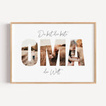 Beste Oma Poster-famprints-Personalisiertes Poster-Unser "Beste Oma Poster" ist das perfekte Geschenk für die liebste Oma der Welt. Das Poster ist mit dicken Buchstaben gestaltet, hinter denen Fotos platziert werden können, um eine einzigartige Fotocollag