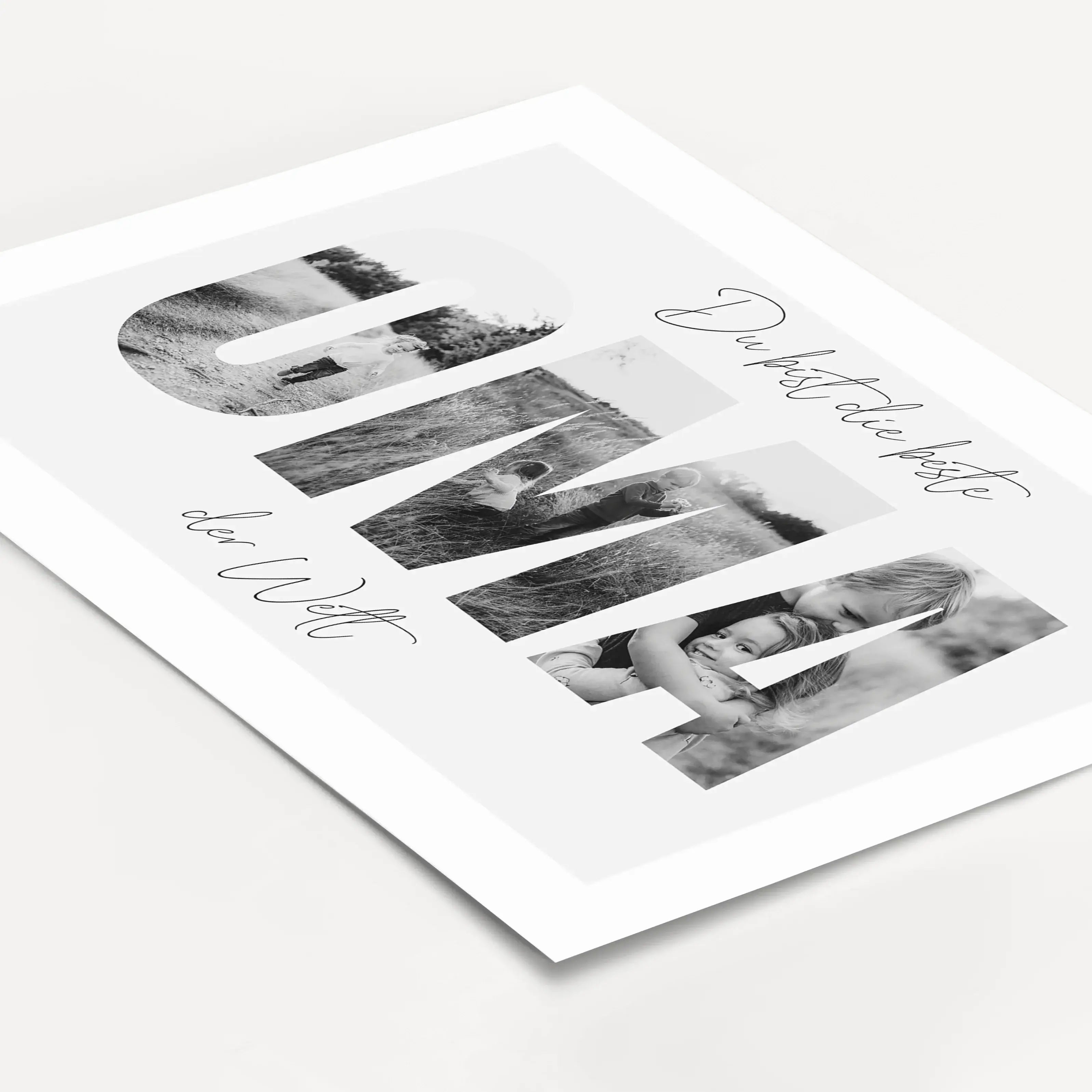 Beste Oma Poster-famprints-Personalisiertes Poster-Unser "Beste Oma Poster" ist das perfekte Geschenk für die liebste Oma der Welt. Das Poster ist mit dicken Buchstaben gestaltet, hinter denen Fotos platziert werden können, um eine einzigartige Fotocollag
