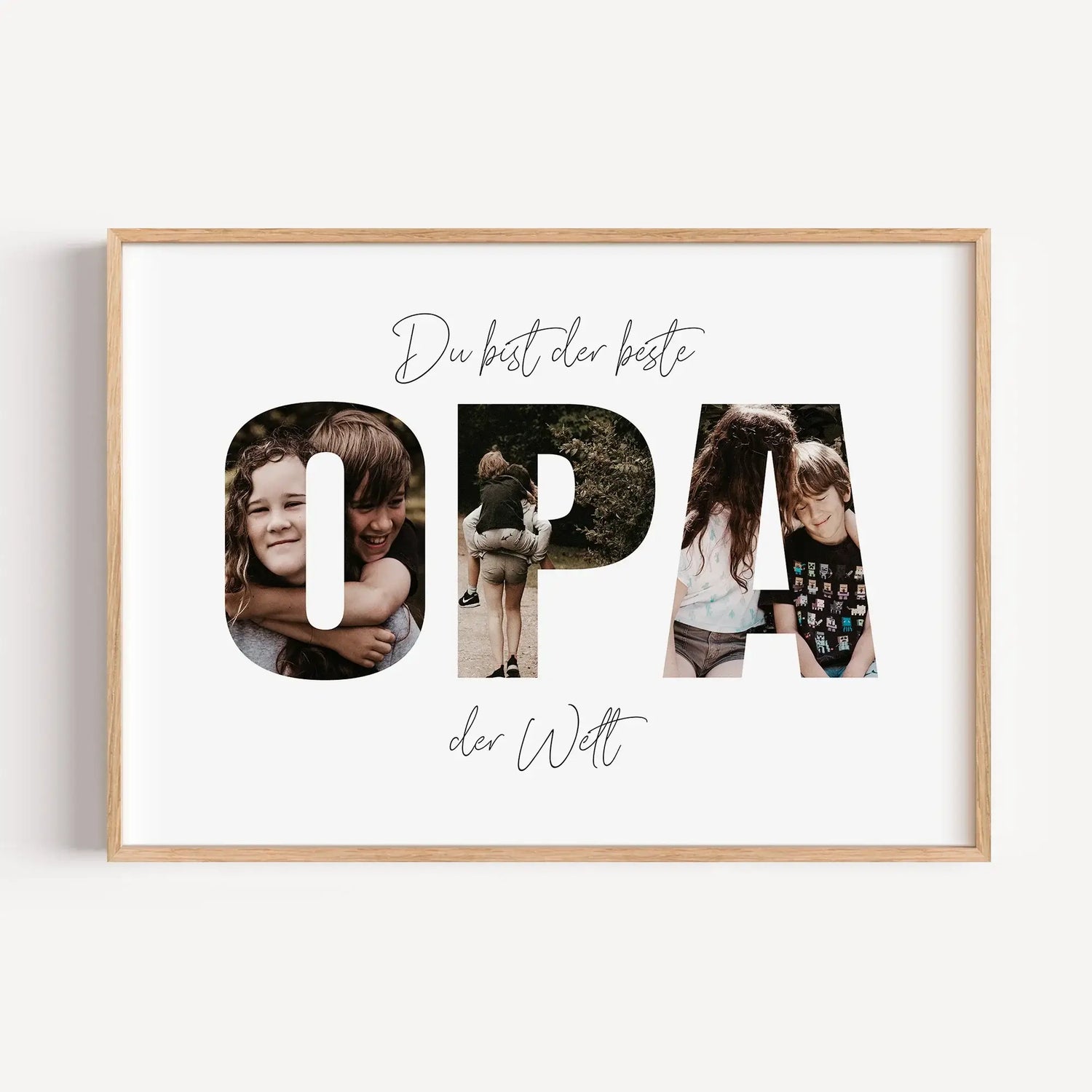 Bester Opa Poster-famprints-Personalisiertes Poster-Das Bester Opa Poster ist das perfekte Geschenk für deinen lieben Opa. Mit der Möglichkeit, persönliche Fotos hinter dem Schriftzug "OPA" zu platzieren, wird dieses Poster zu einem einzigartigen Erinneru