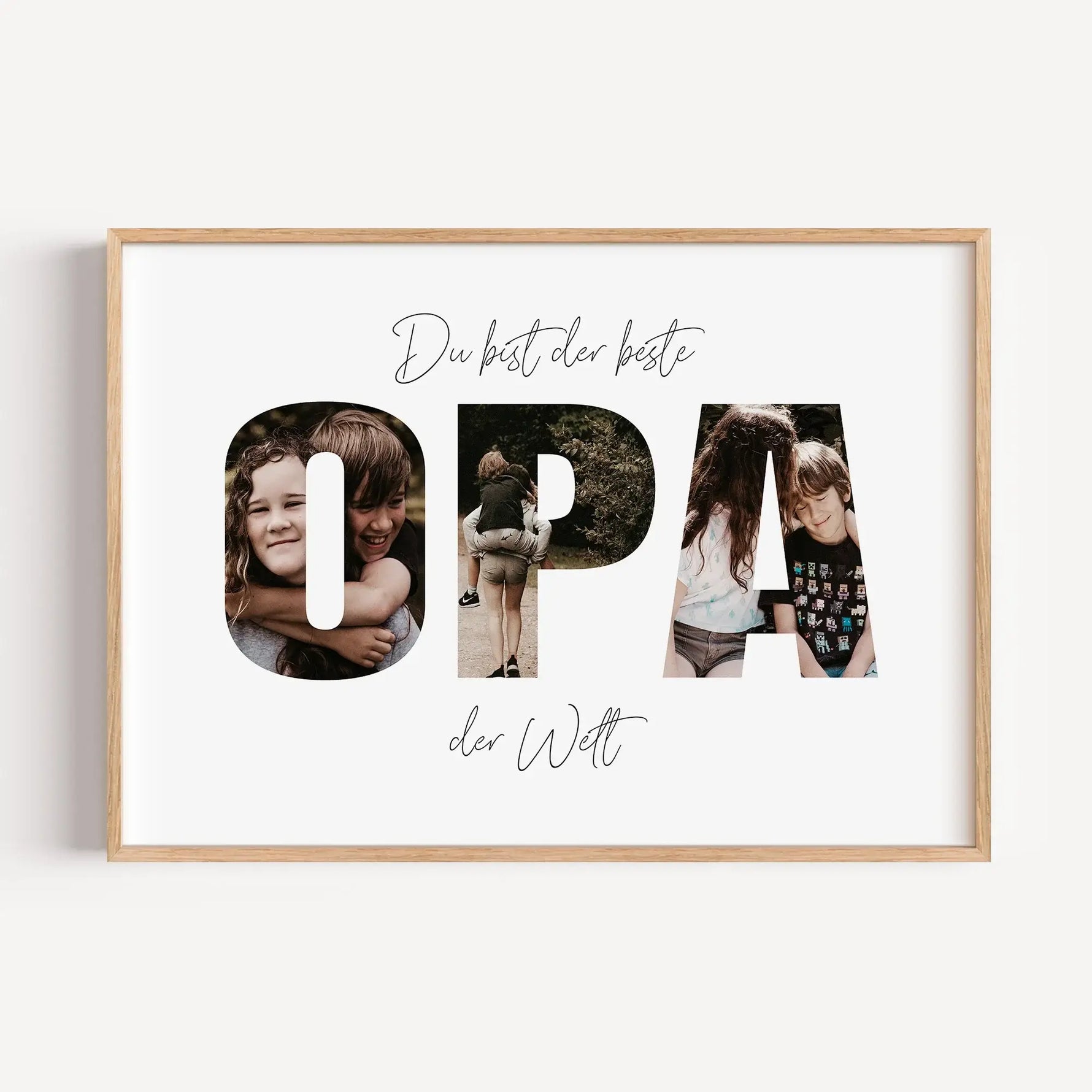 Bester Opa Poster-famprints-Personalisiertes Poster-Das Bester Opa Poster ist das perfekte Geschenk für deinen lieben Opa. Mit der Möglichkeit, persönliche Fotos hinter dem Schriftzug "OPA" zu platzieren, wird dieses Poster zu einem einzigartigen Erinneru