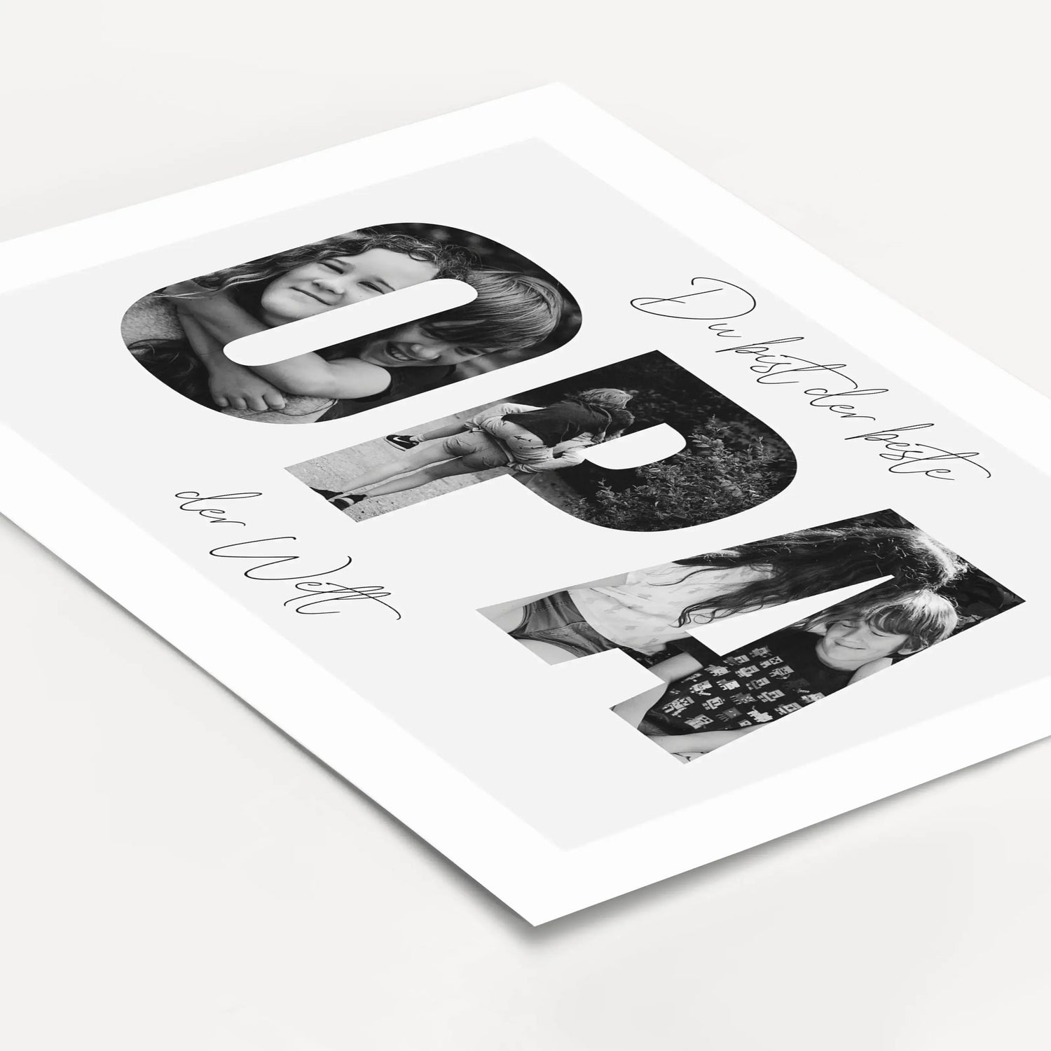Bester Opa Poster-famprints-Personalisiertes Poster-Das Bester Opa Poster ist das perfekte Geschenk für deinen lieben Opa. Mit der Möglichkeit, persönliche Fotos hinter dem Schriftzug "OPA" zu platzieren, wird dieses Poster zu einem einzigartigen Erinneru