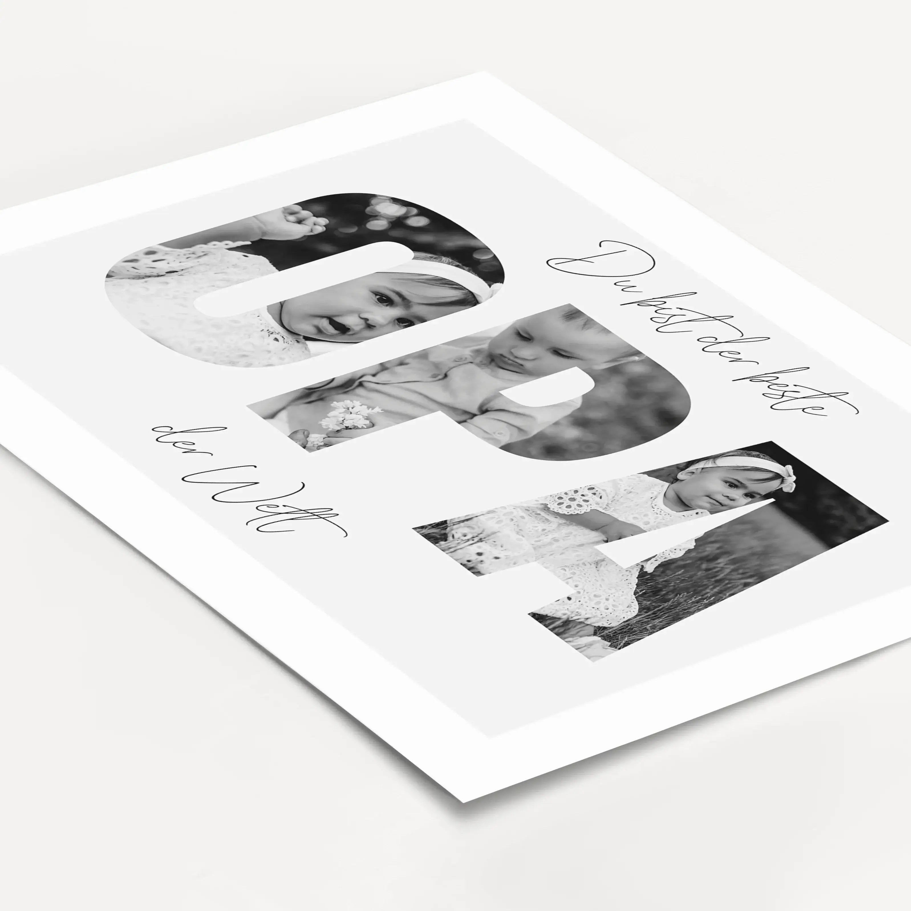 Bester Opa Poster-Personalisiertes Poster-famprints-Das Bester Opa Poster ist das perfekte Geschenk für deinen lieben Opa. Mit der Möglichkeit, persönliche Fotos hinter dem Schriftzug "OPA" zu platzieren, wird dieses Poster zu einem einzigartigen Erinneru