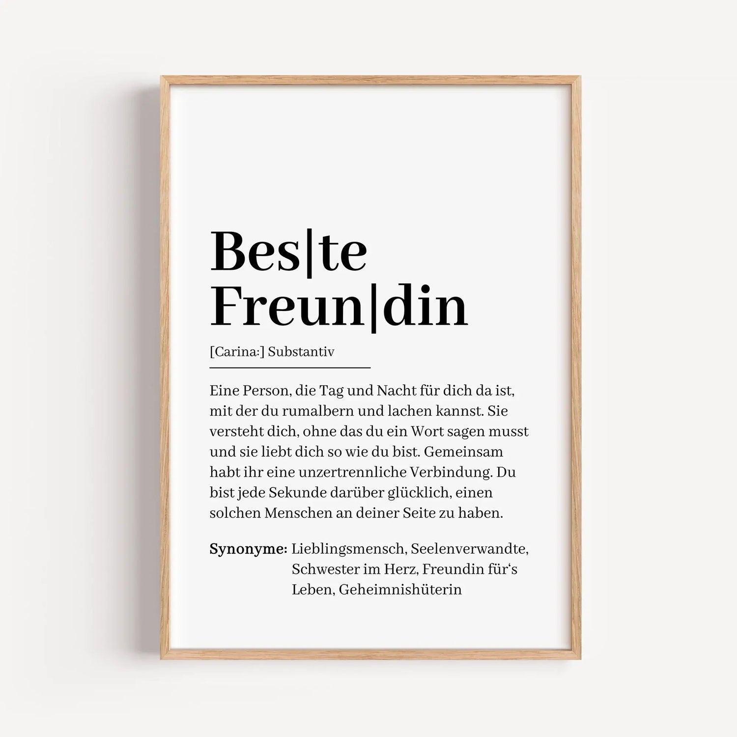 Beste Freundin Definition Poster-famprints-Personalisiertes Poster-Unser "Beste Freundin Definition Poster" ist das perfekte Geschenk für deine beste Freundin! Personalisierbar mit ihrem Namen, ist dieses Poster nicht nur ein hübsches Dekorationsstück, so