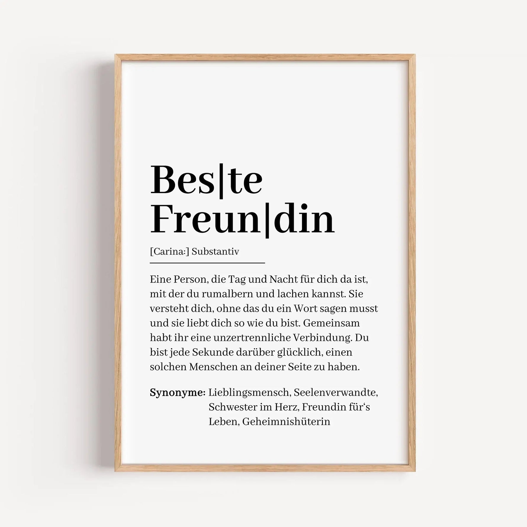 Beste Freundin Definition Poster-famprints-Personalisiertes Poster-Unser "Beste Freundin Definition Poster" ist das perfekte Geschenk für deine beste Freundin! Personalisierbar mit ihrem Namen, ist dieses Poster nicht nur ein hübsches Dekorationsstück, so
