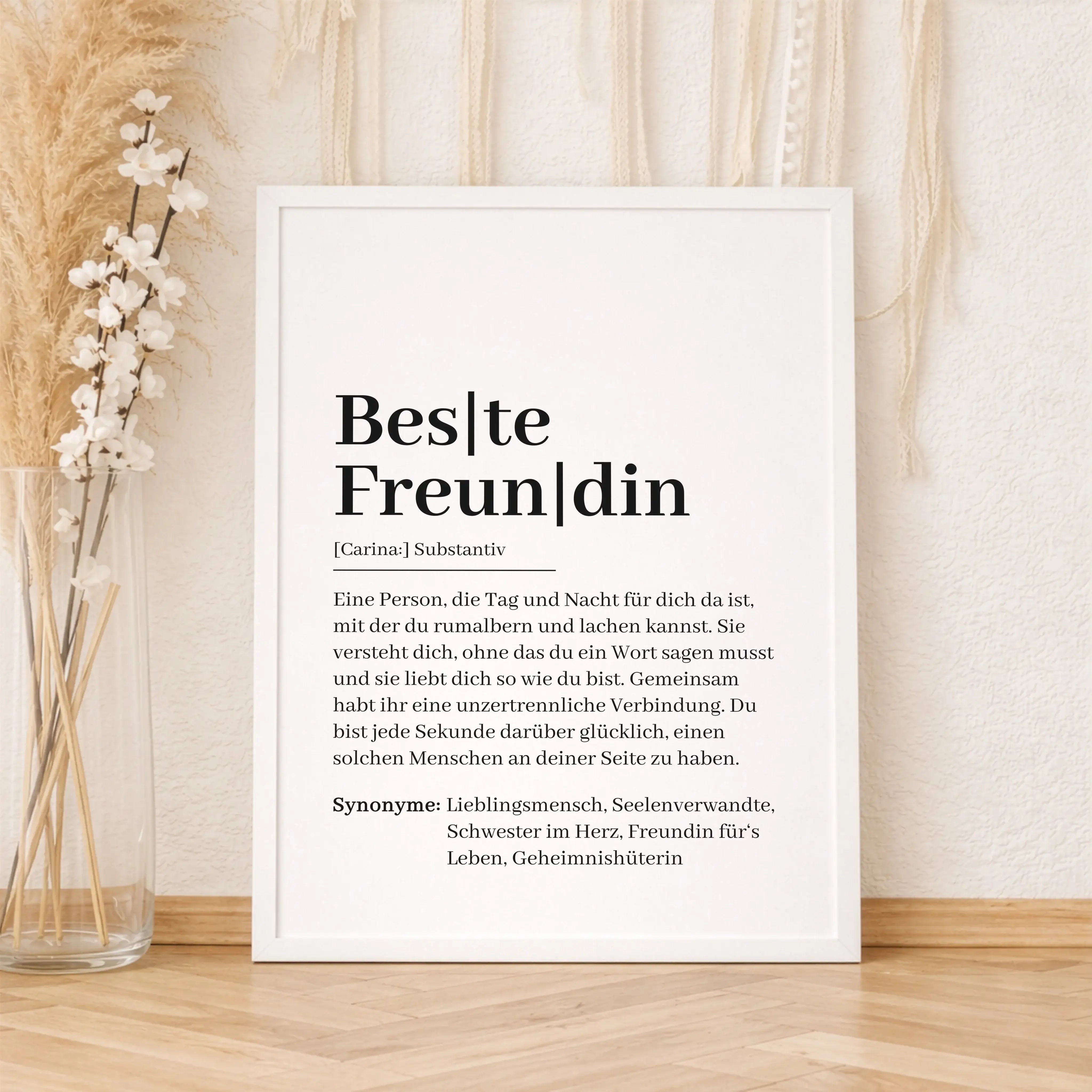 Beste Freundin Definition Poster-Personalisiertes Poster-famprints-Das Beste Freundin Definition Poster ist ein persönliches Geschenk, das eure besondere Verbindung sichtbar macht. Mit einer liebevollen Wortdefinition erinnert das Poster jeden Tag daran,