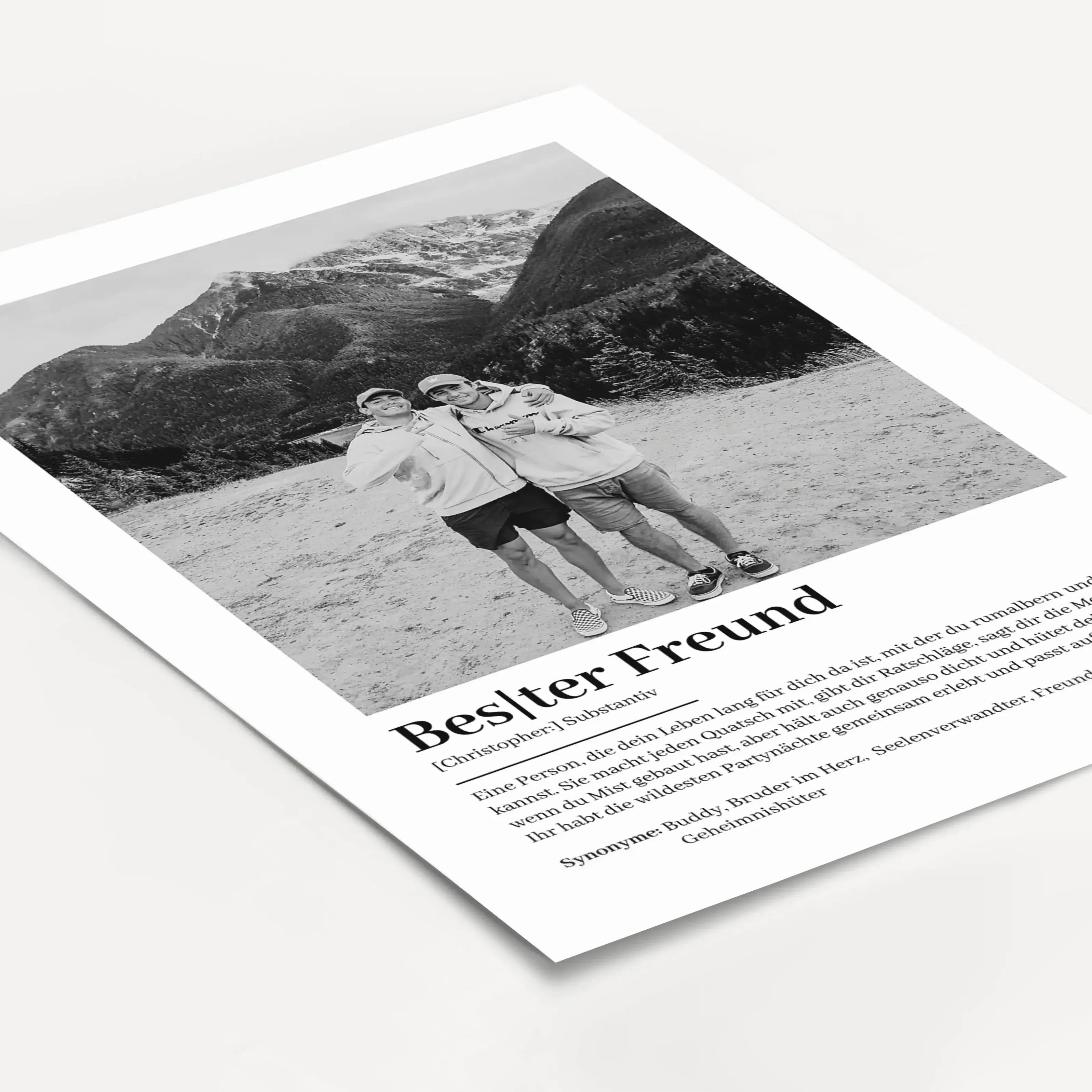 Bester Freund Definition Foto Poster-Personalisiertes Poster-famprints-Das Bester Freund Definition Foto Poster ist eine persönliche Art, eure Freundschaft sichtbar zu machen. Mit deinem eigenen Foto und dem Namen deines besten Freundes entsteht ein indiv