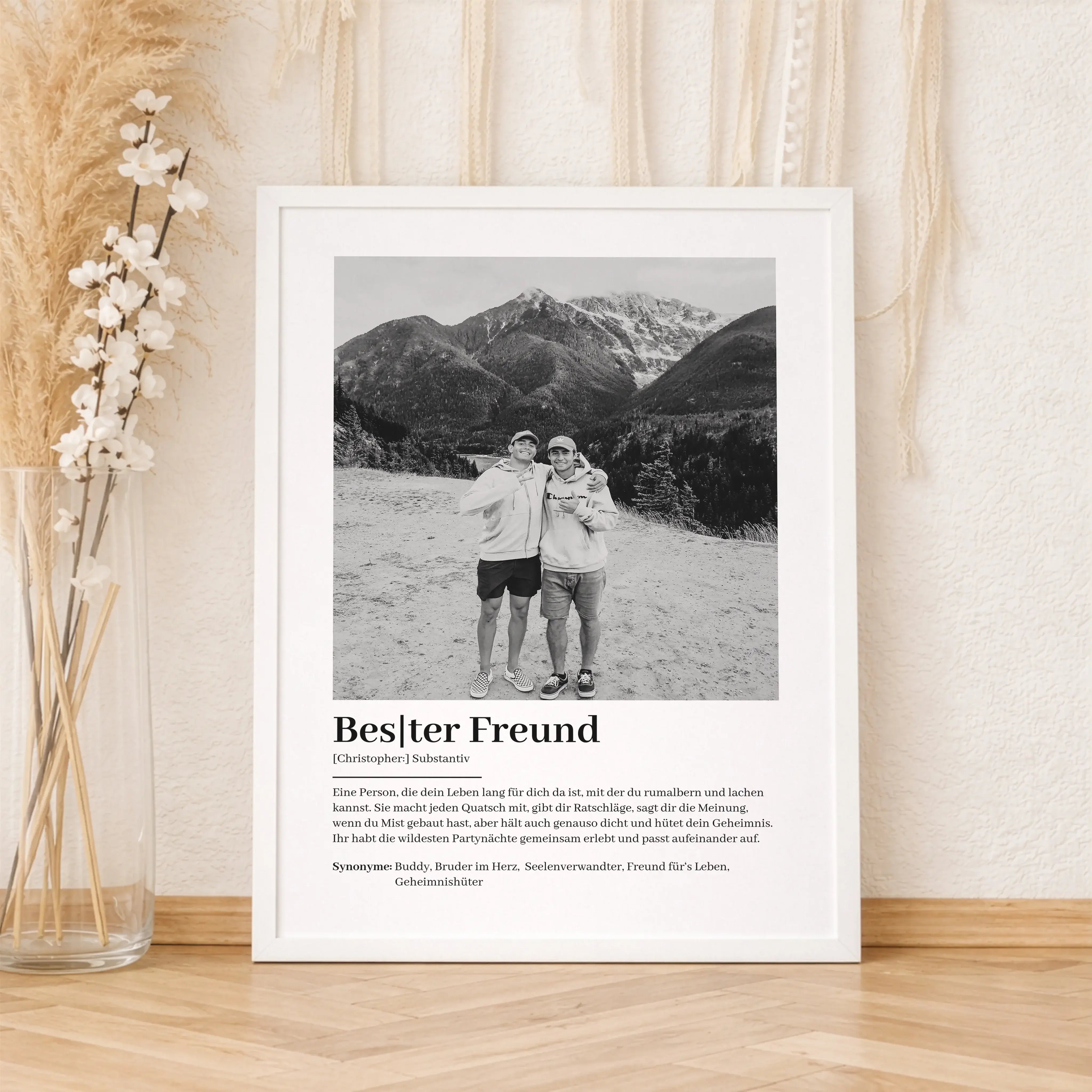 Bester Freund Definition Foto Poster-Personalisiertes Poster-famprints-Das Bester Freund Definition Foto Poster ist eine persönliche Art, eure Freundschaft sichtbar zu machen. Mit deinem eigenen Foto und dem Namen deines besten Freundes entsteht ein indiv