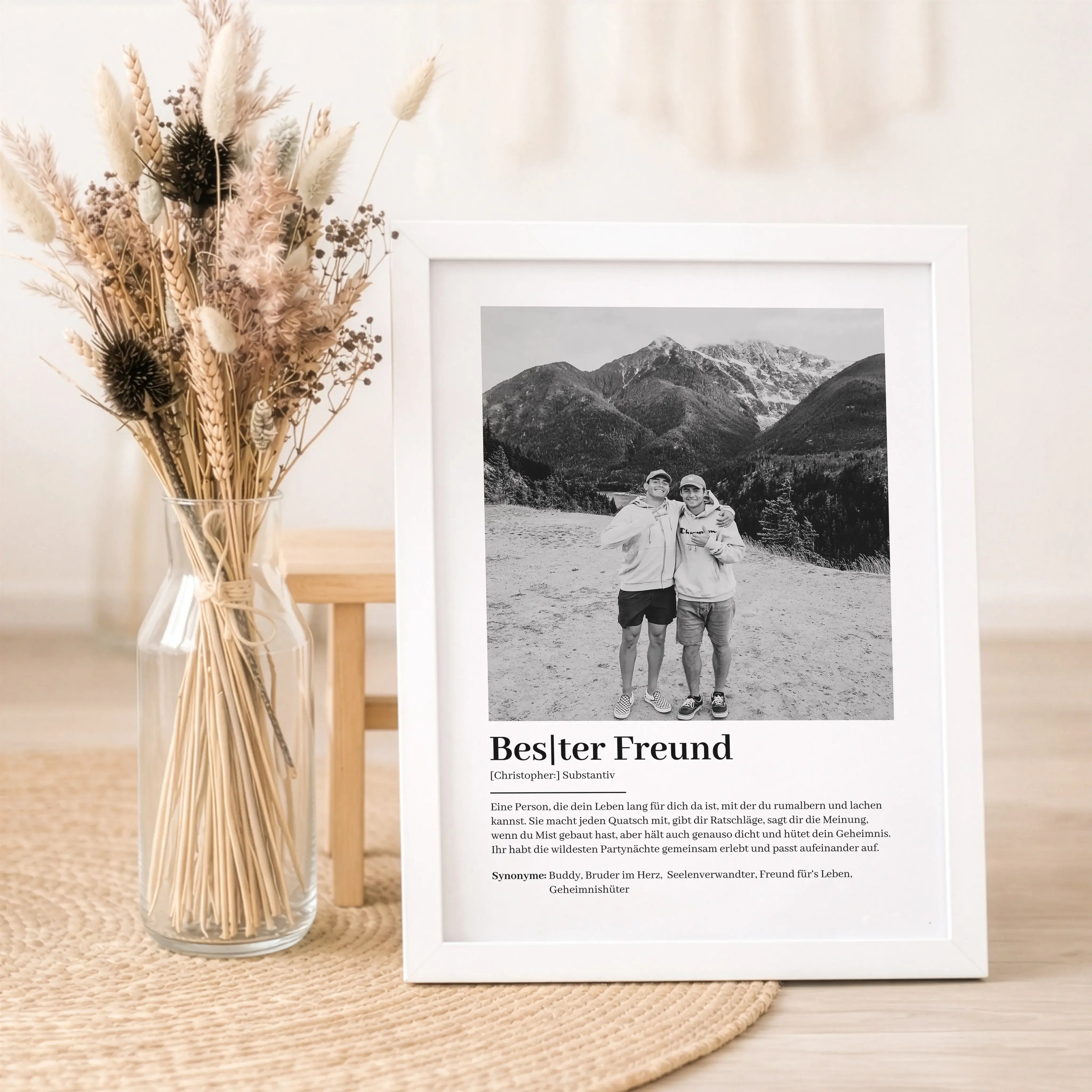 Bester Freund Definition Foto Poster-Personalisiertes Poster-famprints-Das Bester Freund Definition Foto Poster ist eine persönliche Art, eure Freundschaft sichtbar zu machen. Mit deinem eigenen Foto und dem Namen deines besten Freundes entsteht ein indiv