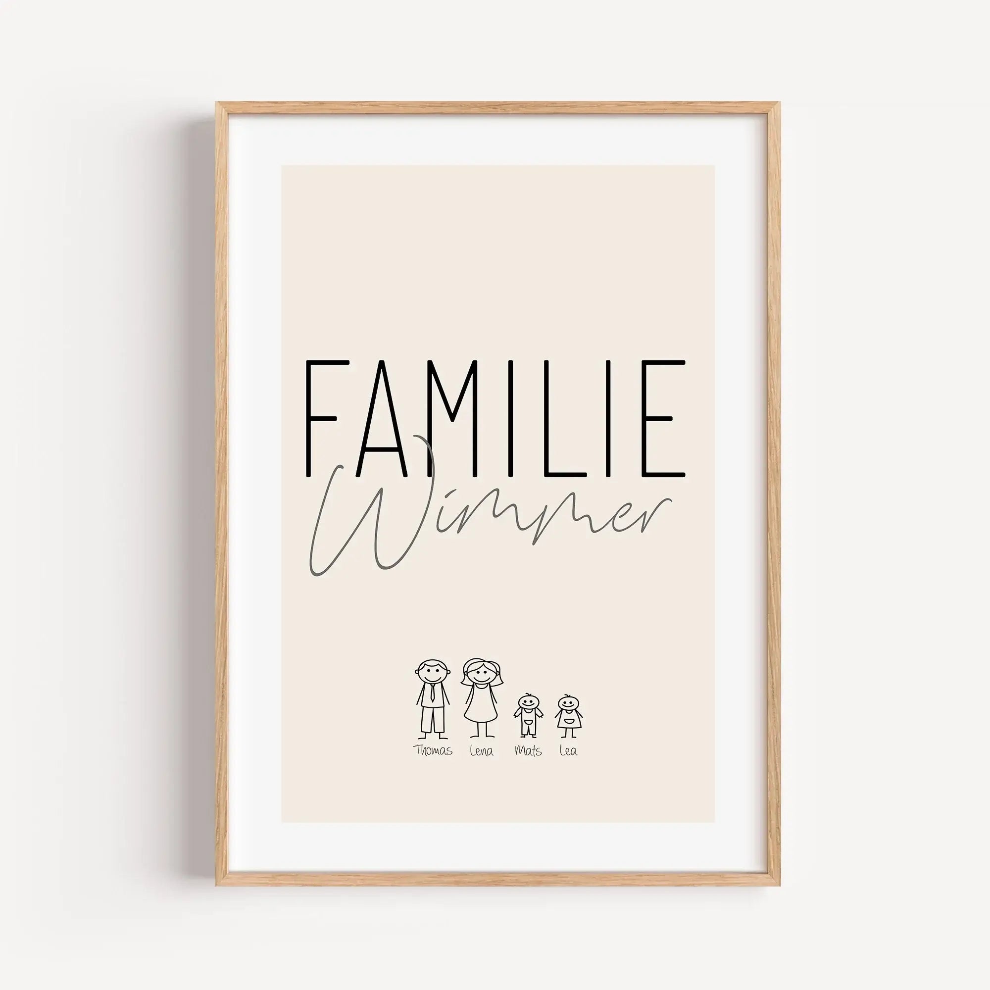 Familienposter Doodle-famprints-Personalisiertes Poster-Unser Familienposter 'Doodle' ist die perfekte Möglichkeit, um deiner Wand eine persönliche und lustige Note zu verleihen. Die Strichmännchen-Optik unterhalb des Familiennamens bietet Platz für jedes