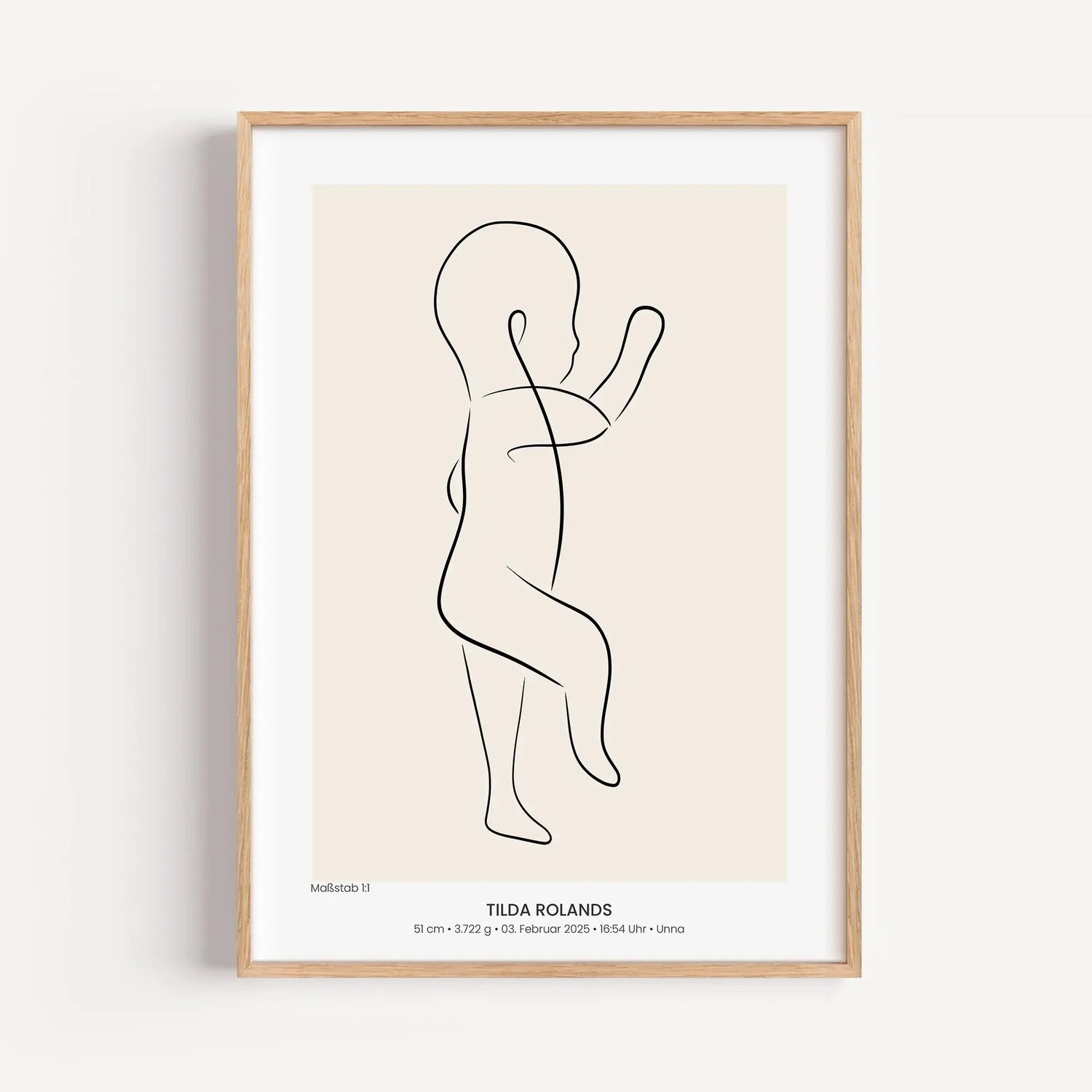 Geburtsposter 1:1 Baby 'Art'-famprints-Personalisiertes Poster-Das Geburtsposter Baby 'Art' kannst du ganz einfach nach deinen Wünschen gestalten. Du hast die Wahl aus sechs verschiedenen Farbvarianten, kannst die Blickrichtung bestimmen und das Baby Post