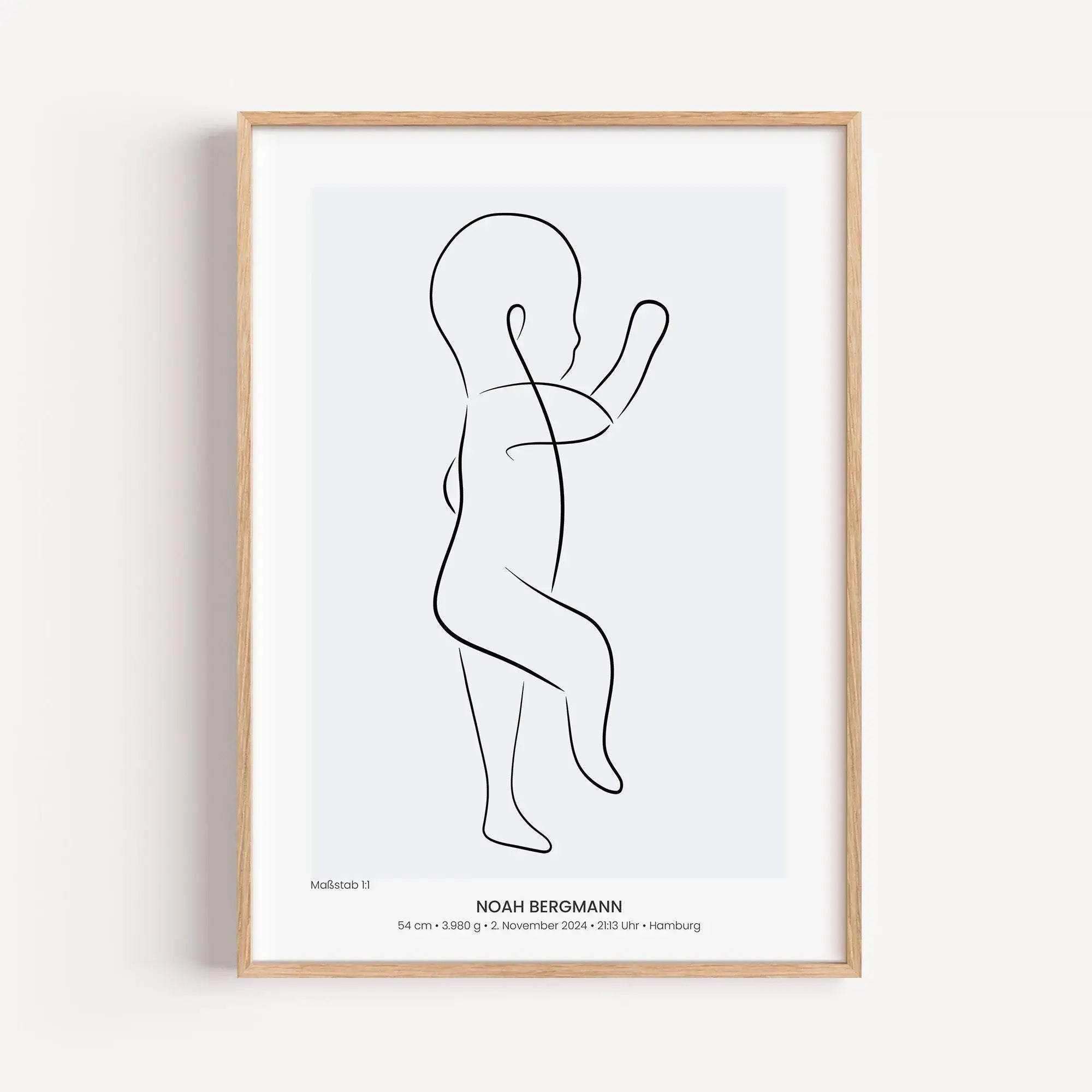 Geburtsposter 1:1 Baby 'Art'-Personalisiertes Poster-famprints-Das Geburtsposter 1:1 Baby Art von famprints hält den ersten großen Moment deines Babys genauso fest, wie er war. Die liebevoll illustrierte Baby Zeichnung wird im exakten Maßstab 1:1 gedruckt