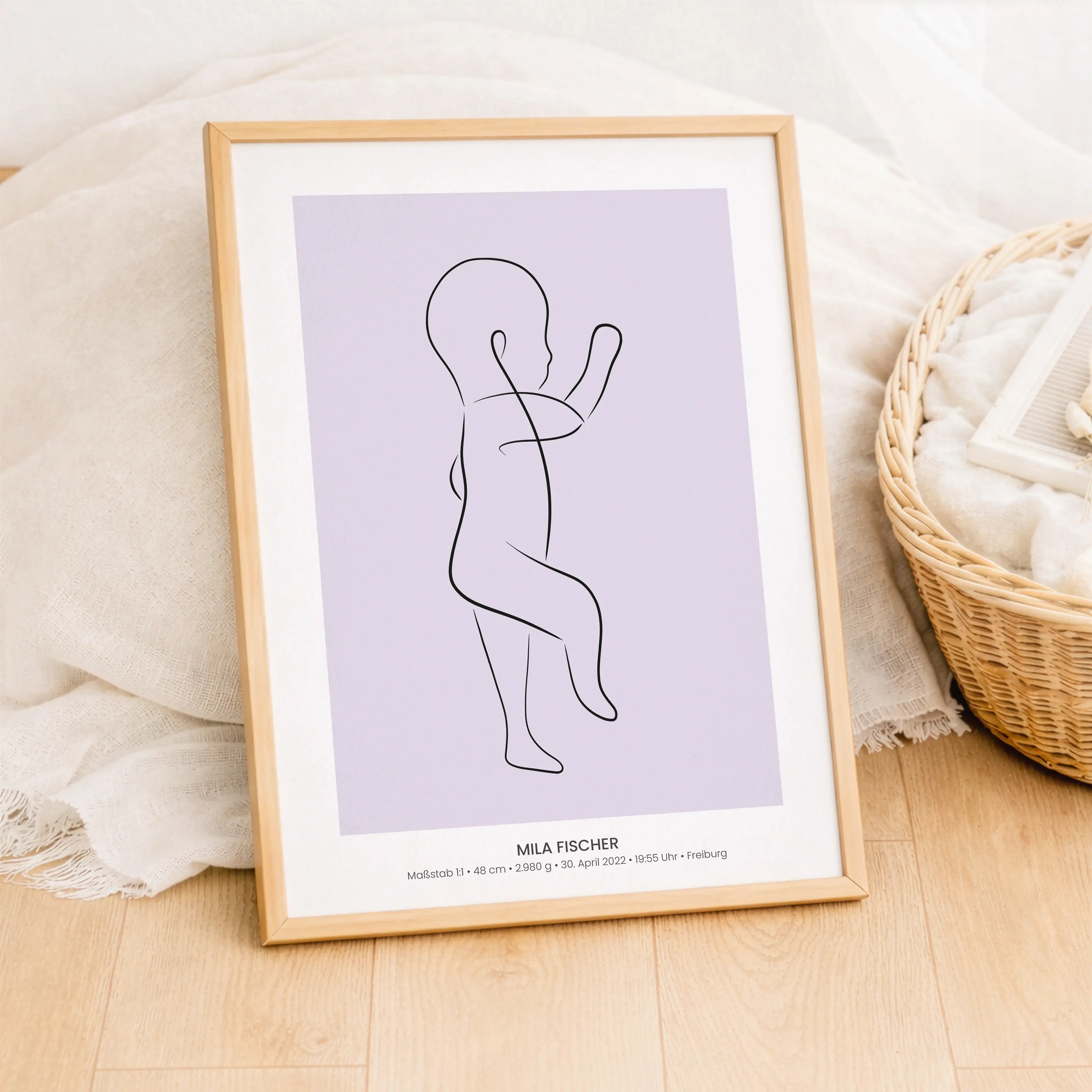 Geburtsposter 1:1 Baby 'Art'-Personalisiertes Poster-famprints-Das Geburtsposter 1:1 Baby Art von famprints hält den ersten großen Moment deines Babys genauso fest, wie er war. Die liebevoll illustrierte Baby Zeichnung wird im exakten Maßstab 1:1 gedruckt