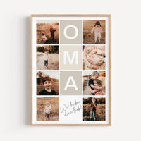 Fotocollage Oma Poster-famprints-Personalisiertes Poster-Gibt es eine bessere Art, deiner Oma zu zeigen, wie sehr du sie liebst, als mit einer personalisierten Fotocollage Oma von famprints? Lade einfach deine Lieblingsfotos hoch und füge deinen persönlic