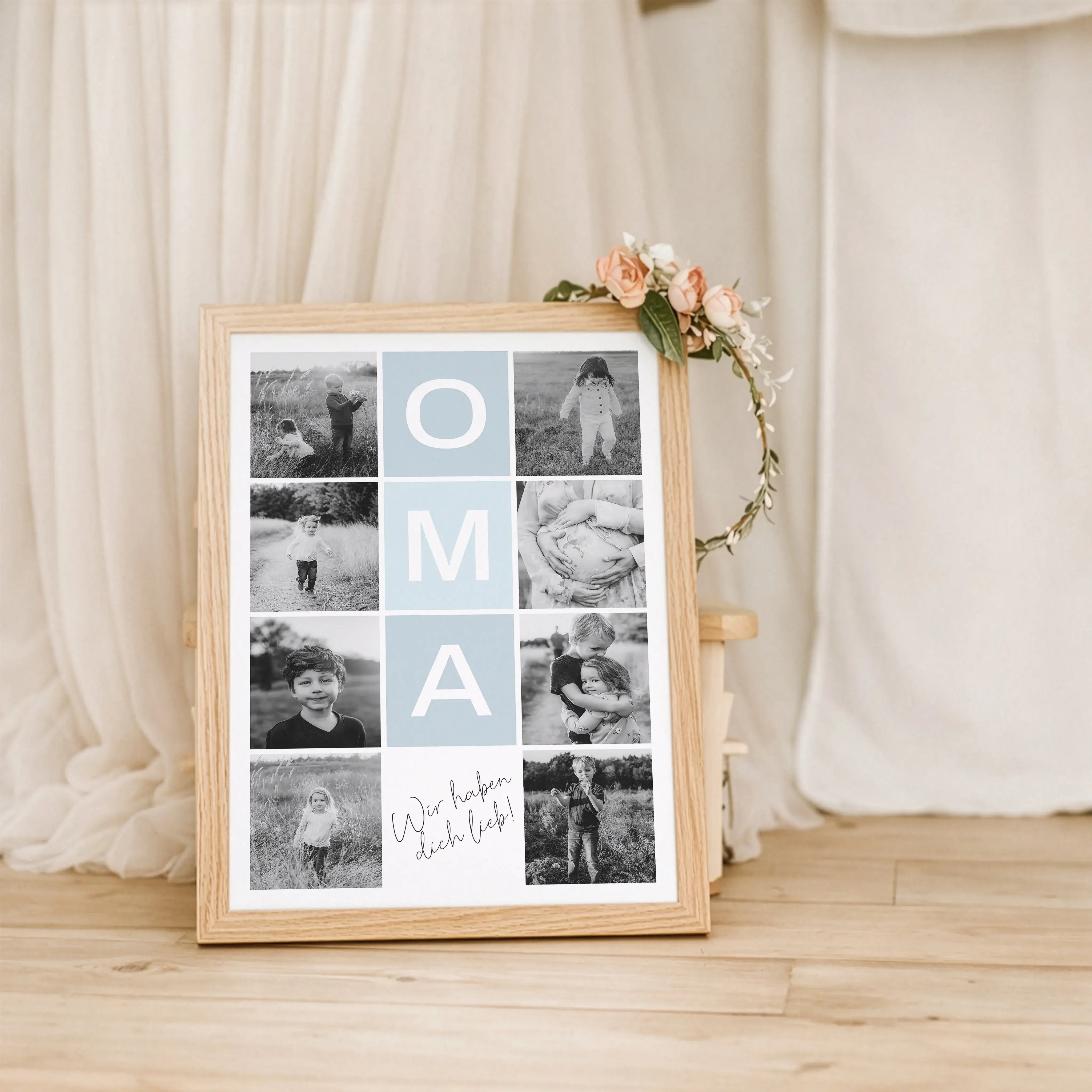 Fotocollage Oma Poster-Personalisiertes Poster-famprints-Mit einem Fotocollage Oma Poster von famprints schenkst du deiner Oma etwas wirklich Persönliches. Du gestaltest ein individuelles Poster mit euren schönsten Fotos und einem eigenen Text, der genau