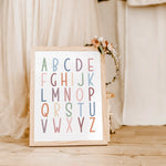 Alphabet Poster-famprints-Poster-Wir stellen dir das Alphabet Poster als Lernposter vor - eine lernreiche Wanddekoration für jedes Kinderzimmer! Dieses Poster ist das perfekte Lernmittel, um kleinen Kindern das Alphabet beizubringen. Dieses Poster fördert