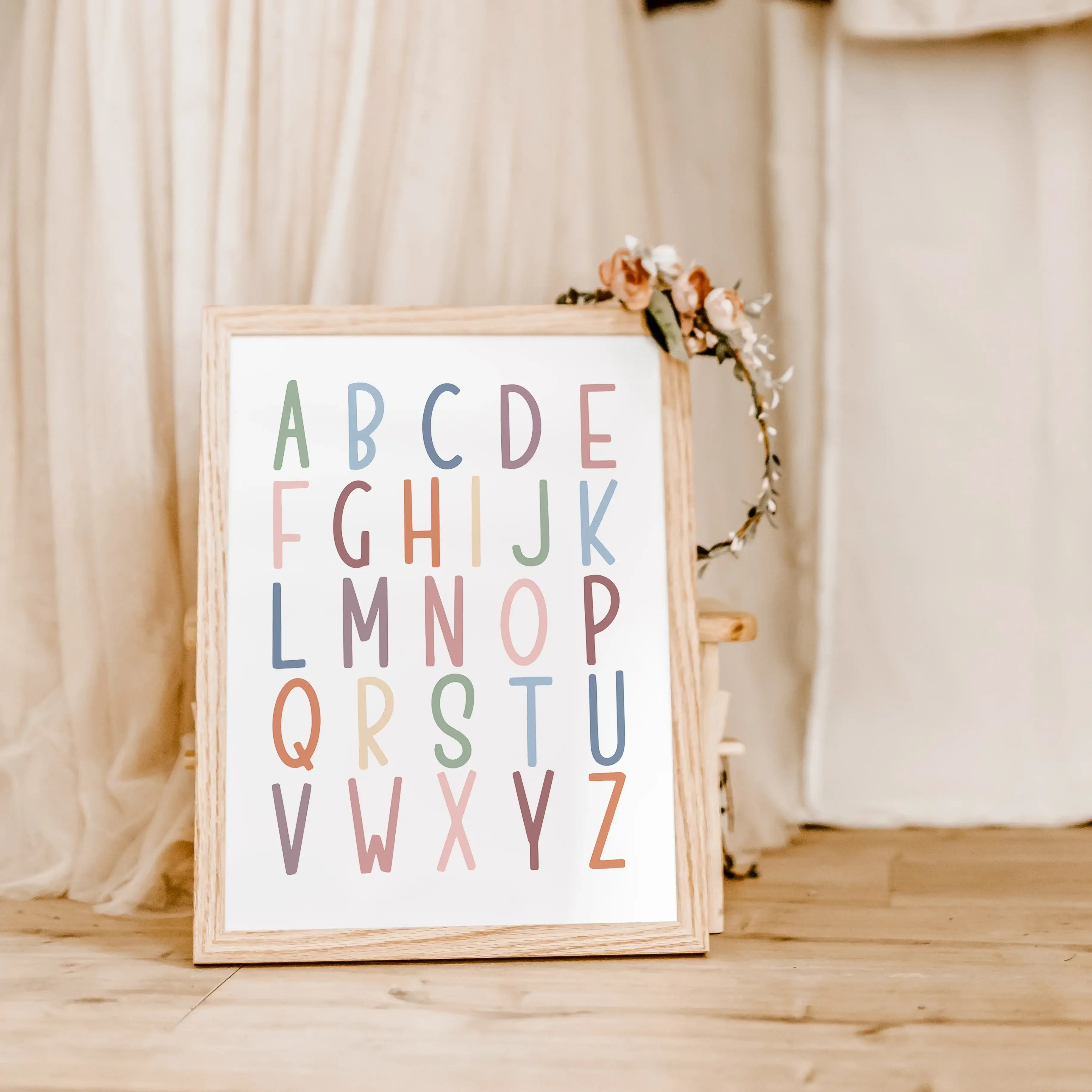 Alphabet Poster-famprints-Poster-Wir stellen dir das Alphabet Poster als Lernposter vor - eine lernreiche Wanddekoration für jedes Kinderzimmer! Dieses Poster ist das perfekte Lernmittel, um kleinen Kindern das Alphabet beizubringen. Dieses Poster fördert