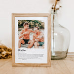Bruder Definition Poster mit Foto-Personalisiertes Poster-famprints-Suchst du ein einzigartiges Geschenk für deinen Bruder? Unser Bruder Definition Poster mit Foto ist genau das Richtige! Dieses liebevoll gestaltete Poster zeigt auf besondere Weise, wie d