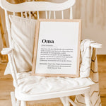 Oma Definition Poster-Personalisiertes Poster-famprints-Suchst du ein besonderes Geschenk, das deine Oma von Herzen berührt? Unser Oma Definition Poster ist genau das Richtige! Dieses liebevoll gestaltete Poster zeigt auf einzigartige Weise, wie wunderbar