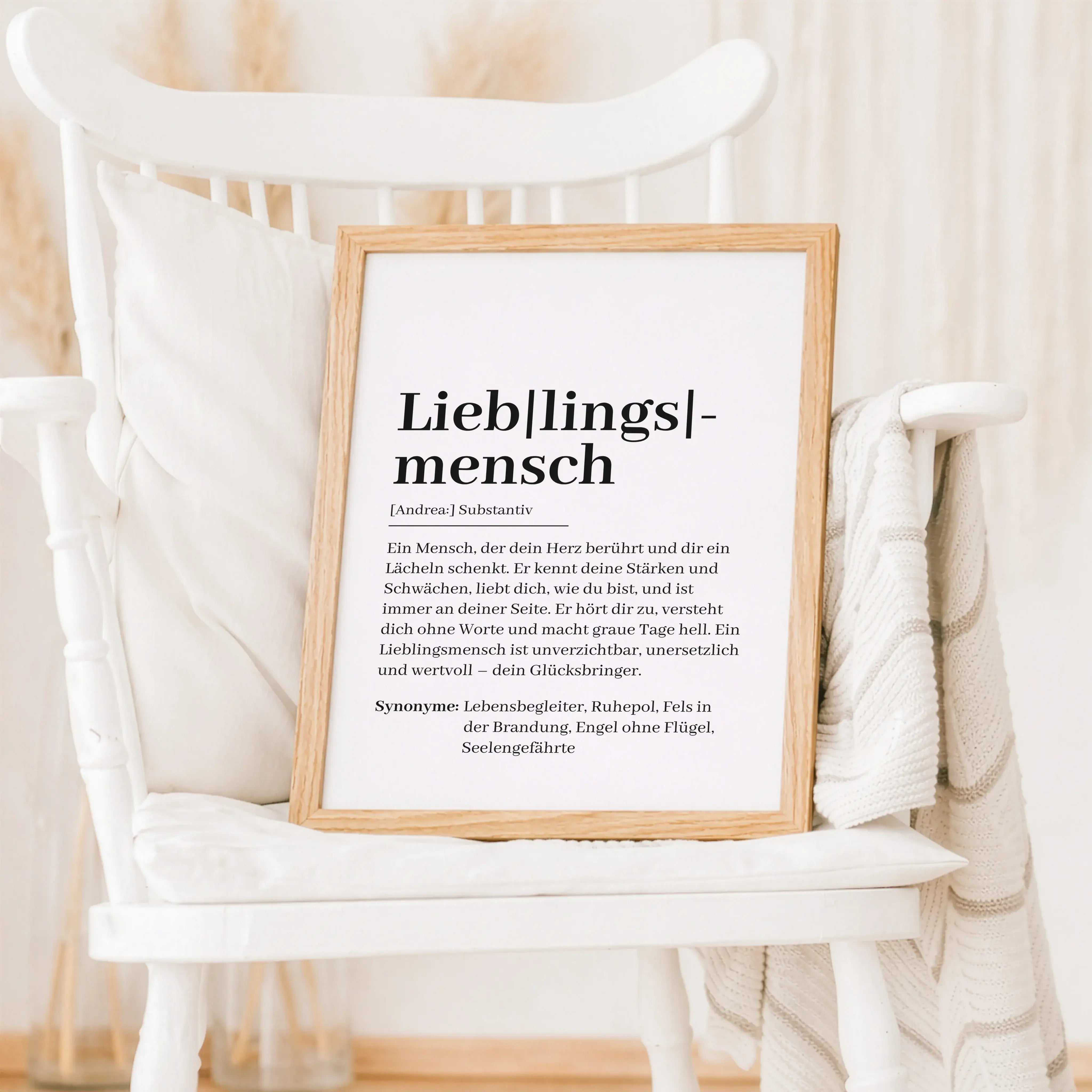 Lieblingsmensch Definition Poster-Personalisiertes Poster-famprints-Das Lieblingsmensch Definition Poster von famprints ist mehr als nur ein schönes Wandbild. Es beschreibt mit liebevollen Worten, was einen ganz besonderen Menschen im Leben ausmacht. Ob P