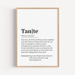 Tante Definition Poster-famprints-Personalisiertes Poster-Suchst du nach einem besonderen Geschenk für deine Tante? Unser Tante Definition Poster ist die perfekte Wahl! Dieses liebevoll gestaltete Poster zeigt auf einzigartige Weise, wie wunderbar eine Ta
