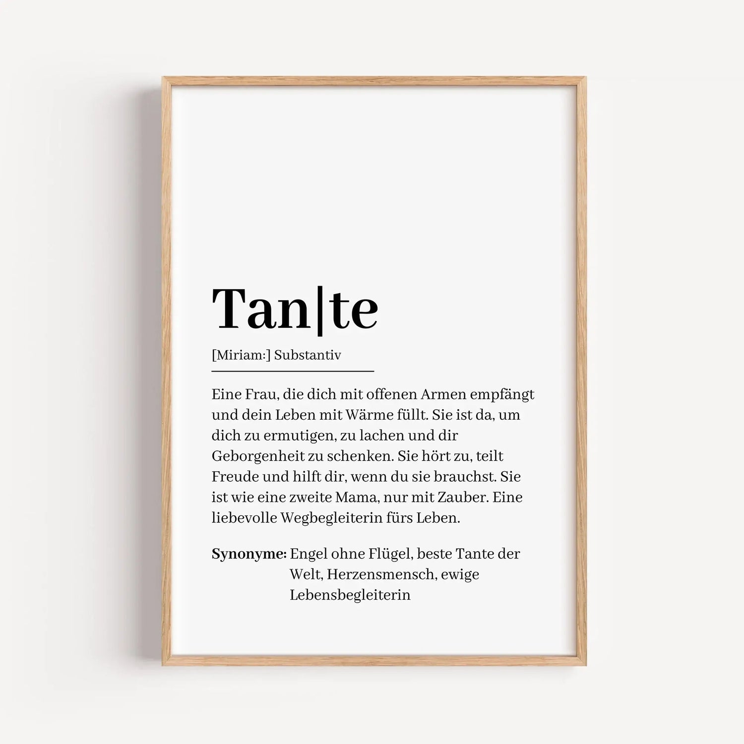 Tante Definition Poster-famprints-Personalisiertes Poster-Suchst du nach einem besonderen Geschenk für deine Tante? Unser Tante Definition Poster ist die perfekte Wahl! Dieses liebevoll gestaltete Poster zeigt auf einzigartige Weise, wie wunderbar eine Ta
