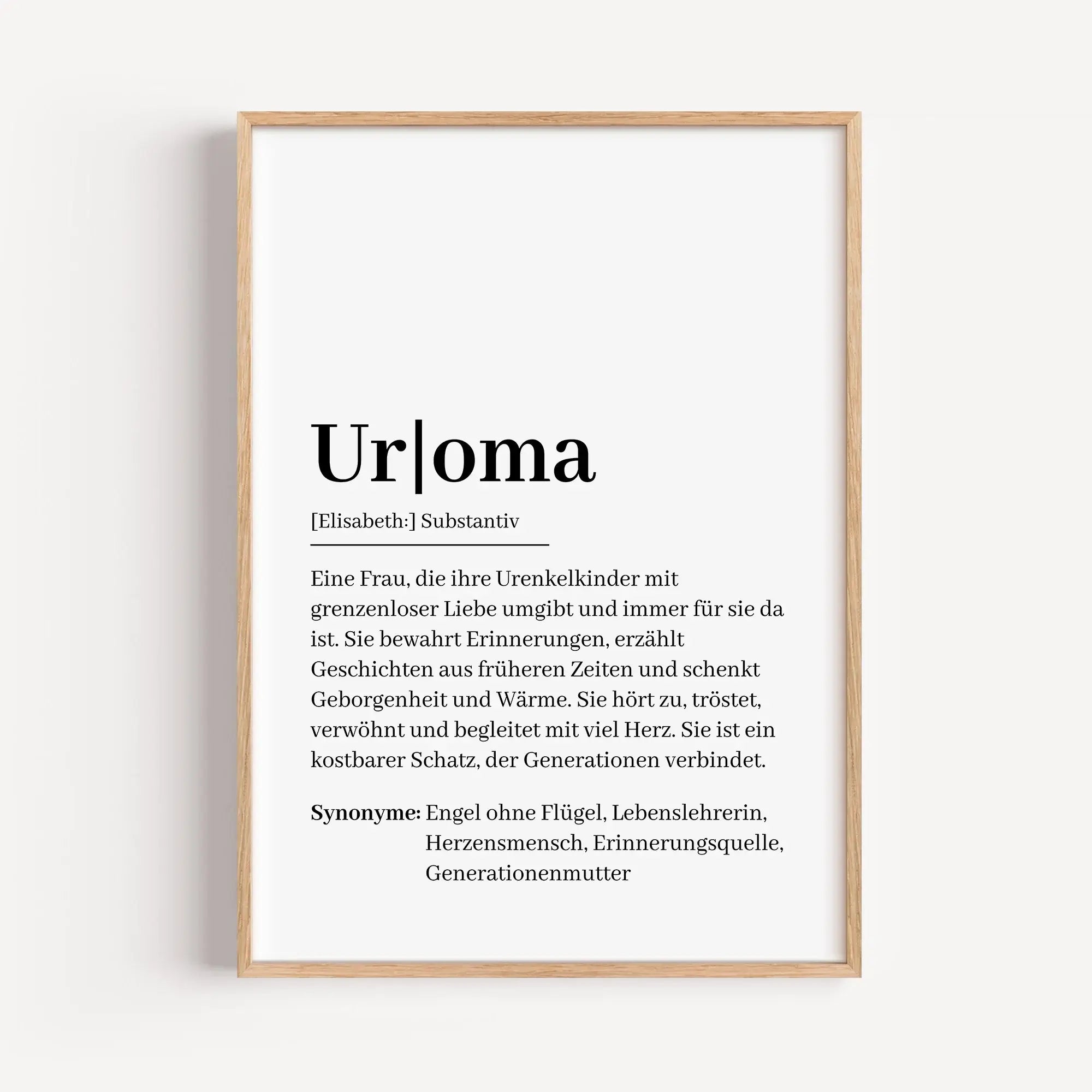 Uroma Definition Poster-Personalisiertes Poster-famprints-Das Uroma Definition Poster ist eine liebevolle Art, Wertschätzung sichtbar zu machen. Es beschreibt mit warmen Worten, was eine Uroma für ihre Familie bedeutet, und wird so zu einem persönlichen G