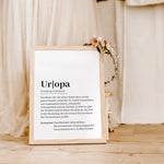 Uropa Definition Poster-Personalisiertes Poster-famprints-Suchst du nach einem besonderen Geschenk für deinen Uropa? Unser Uropa Definition Poster ist die perfekte Wahl! Dieses liebevoll gestaltete Poster zeigt auf einzigartige Weise, wie wundervoll ein U