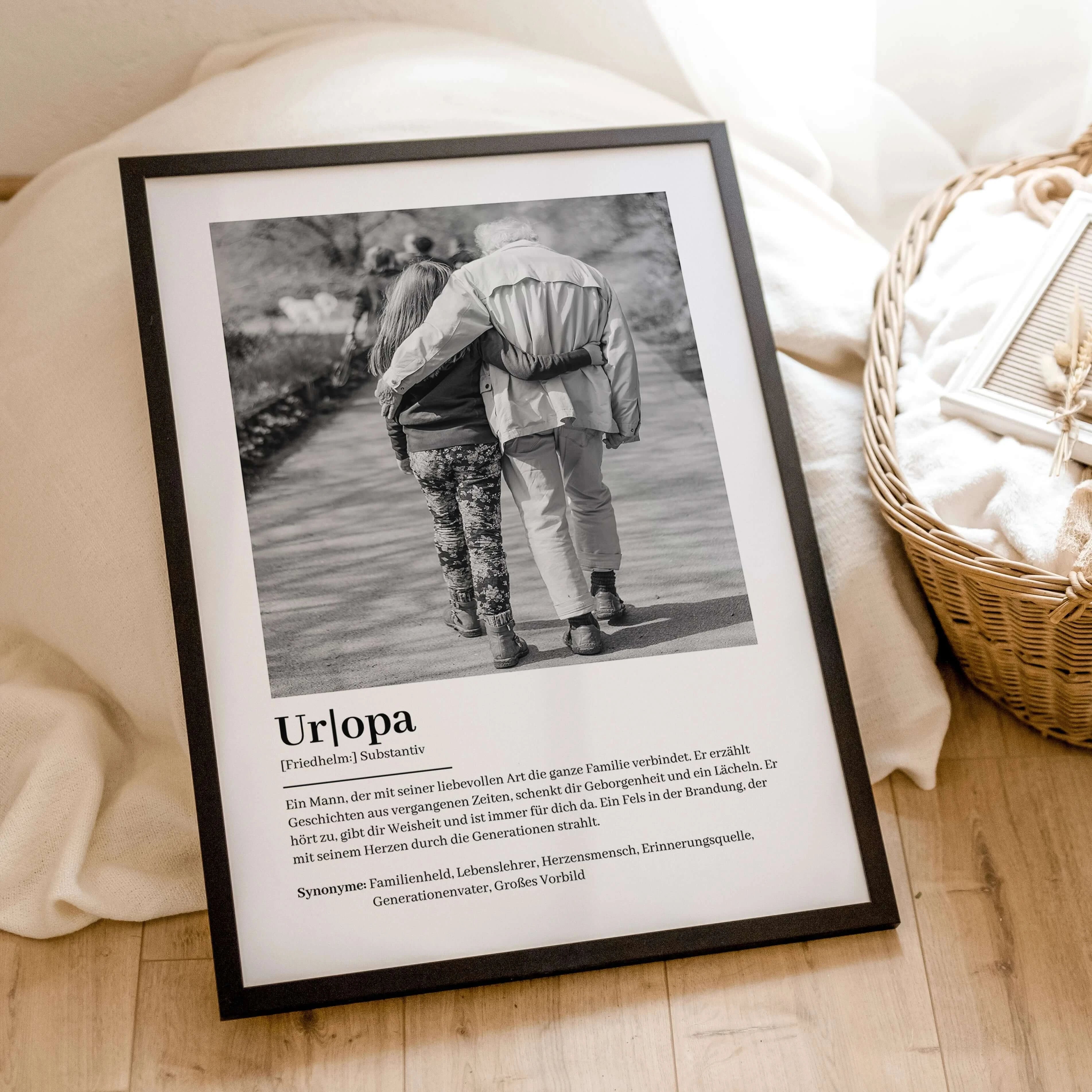 Uropa Definition Poster mit Foto-Personalisiertes Poster-famprints-Suchst du nach einem einzigartigen Geschenk für deinen Uropa? Unser Uropa Definition Poster mit Foto ist die perfekte Wahl! Dieses liebevoll gestaltete Poster zeigt auf besondere Weise, wi