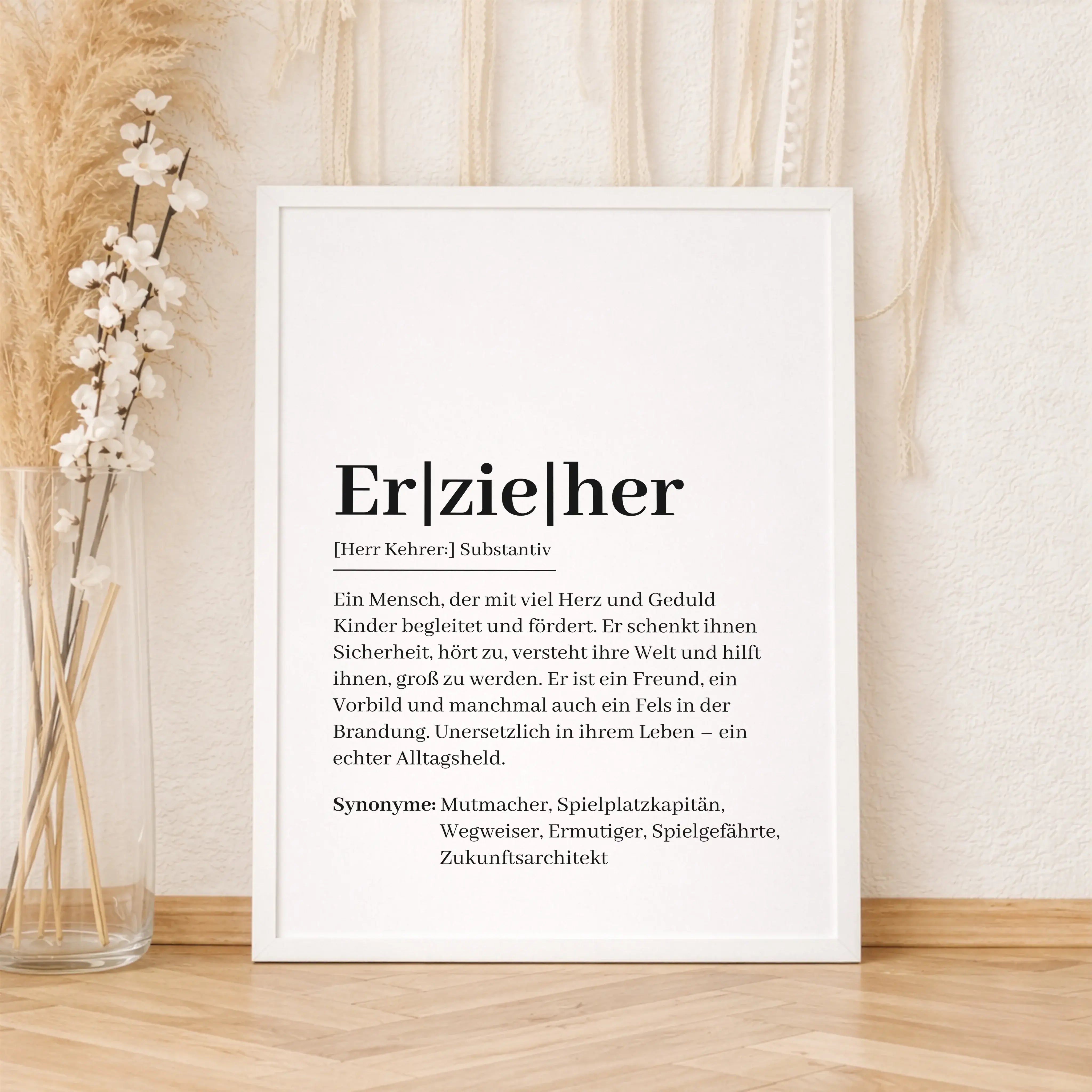 Erzieher Definition Poster-Personalisiertes Poster-famprints-Das Erzieher Definition Poster ist ein persönliches Geschenk, das Wertschätzung sichtbar macht. Die liebevoll formulierte Definition beschreibt auf moderne und ehrliche Weise, was einen Erzieher