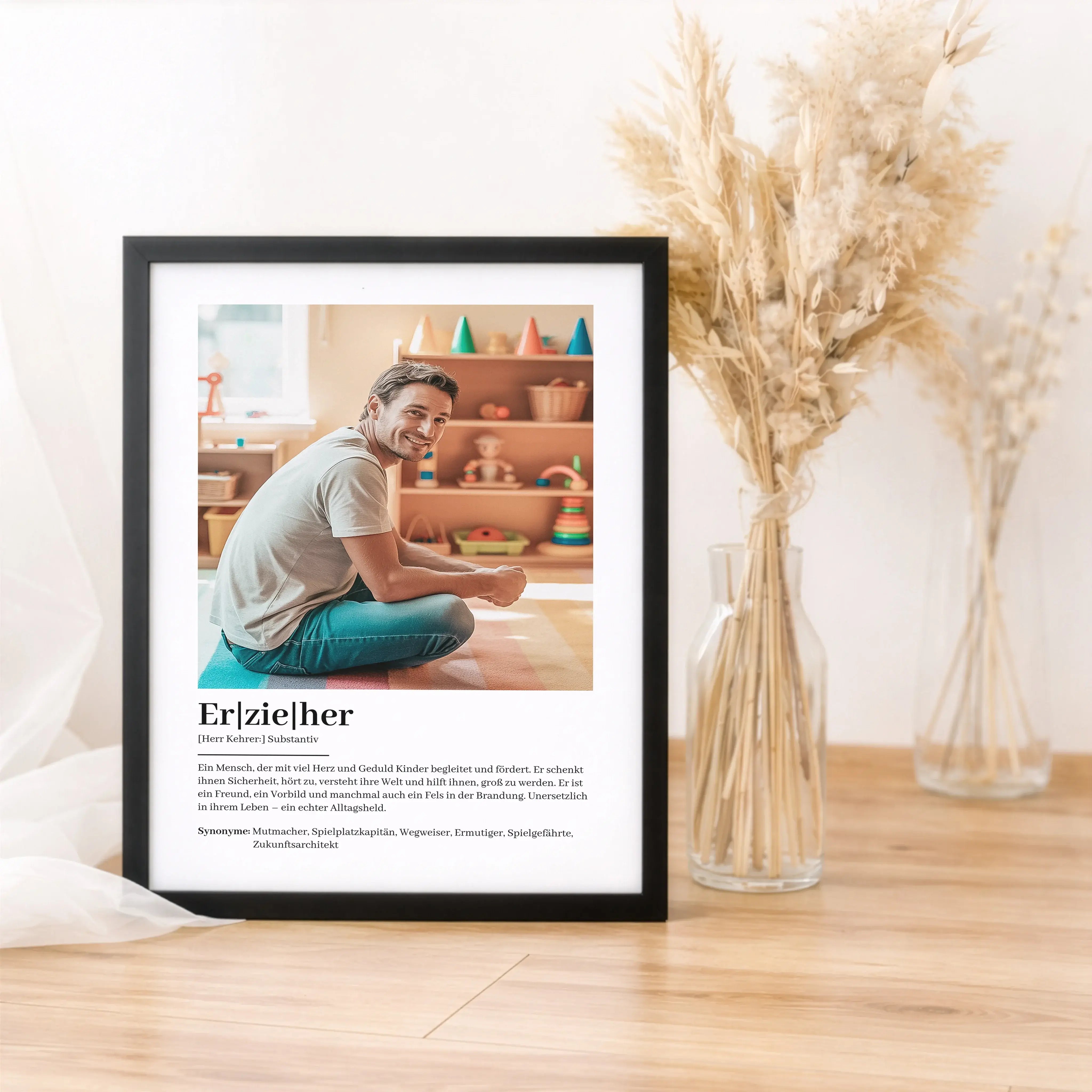 Erzieher Definition Poster mit Foto-Personalisiertes Poster-famprints-Das Erzieher Definition Poster mit Foto ist ein persönliches Geschenk, das Wertschätzung sichtbar macht. Es verbindet eine liebevoll formulierte Definition mit deinem eigenen Foto und s
