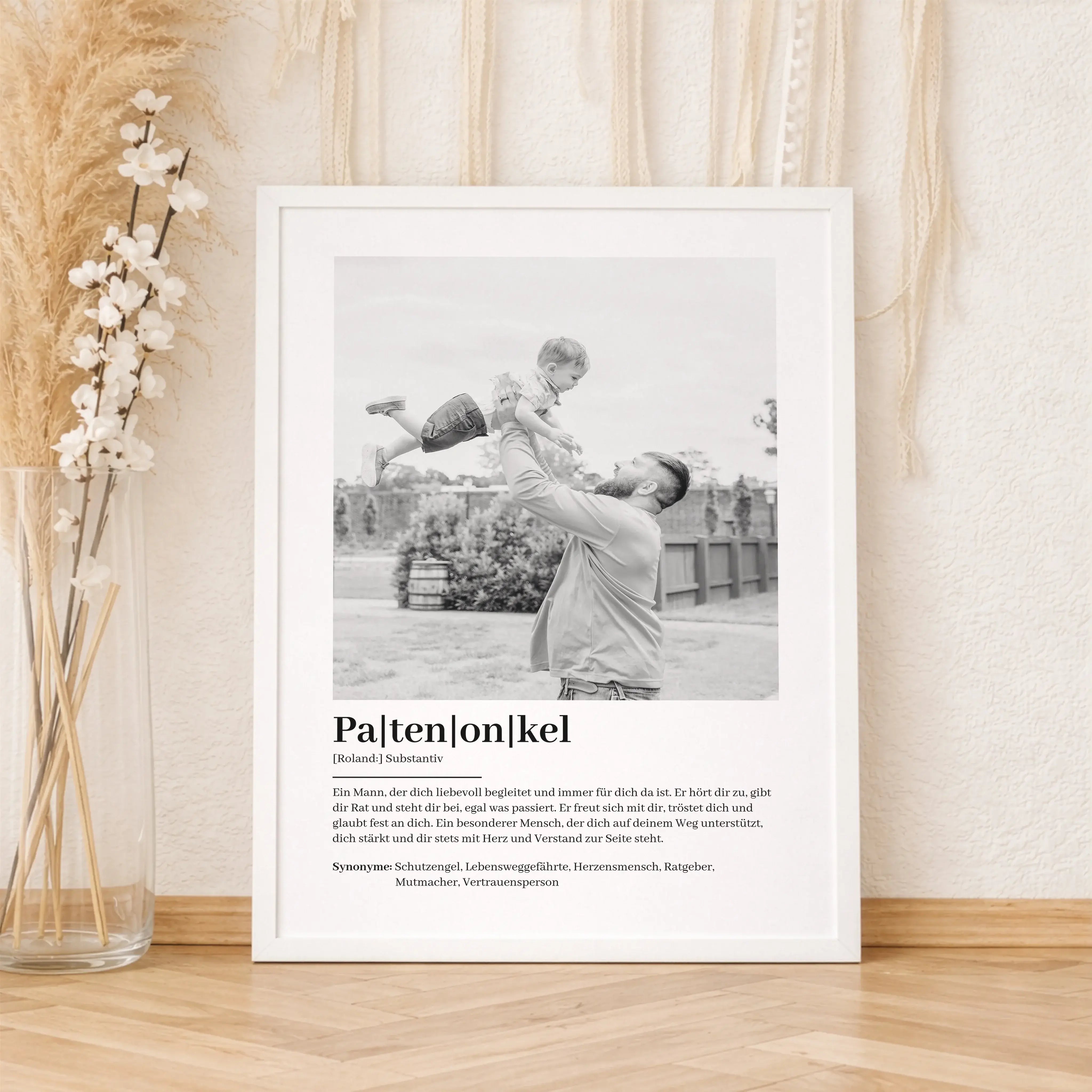 Patenonkel Definition Poster mit Foto-Personalisiertes Poster-famprints-Das Patenonkel Definition Poster mit Foto ist eine persönliche Geschenkidee für alle, die ihrem Patenonkel zeigen möchten, wie wichtig er ist. Das Design verbindet eine liebevolle Def