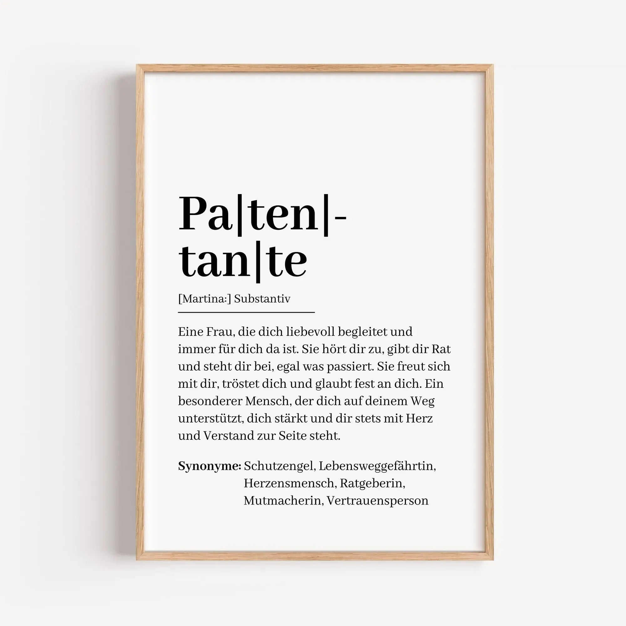 Patentante Definition Poster-Personalisiertes Poster-famprints-Das Patentante Definition Poster ist eine besondere Geschenkidee für Menschen, die ihrer Patentante zeigen möchten, wie wichtig sie ist. Die liebevolle Definition beschreibt mit klaren Worten,