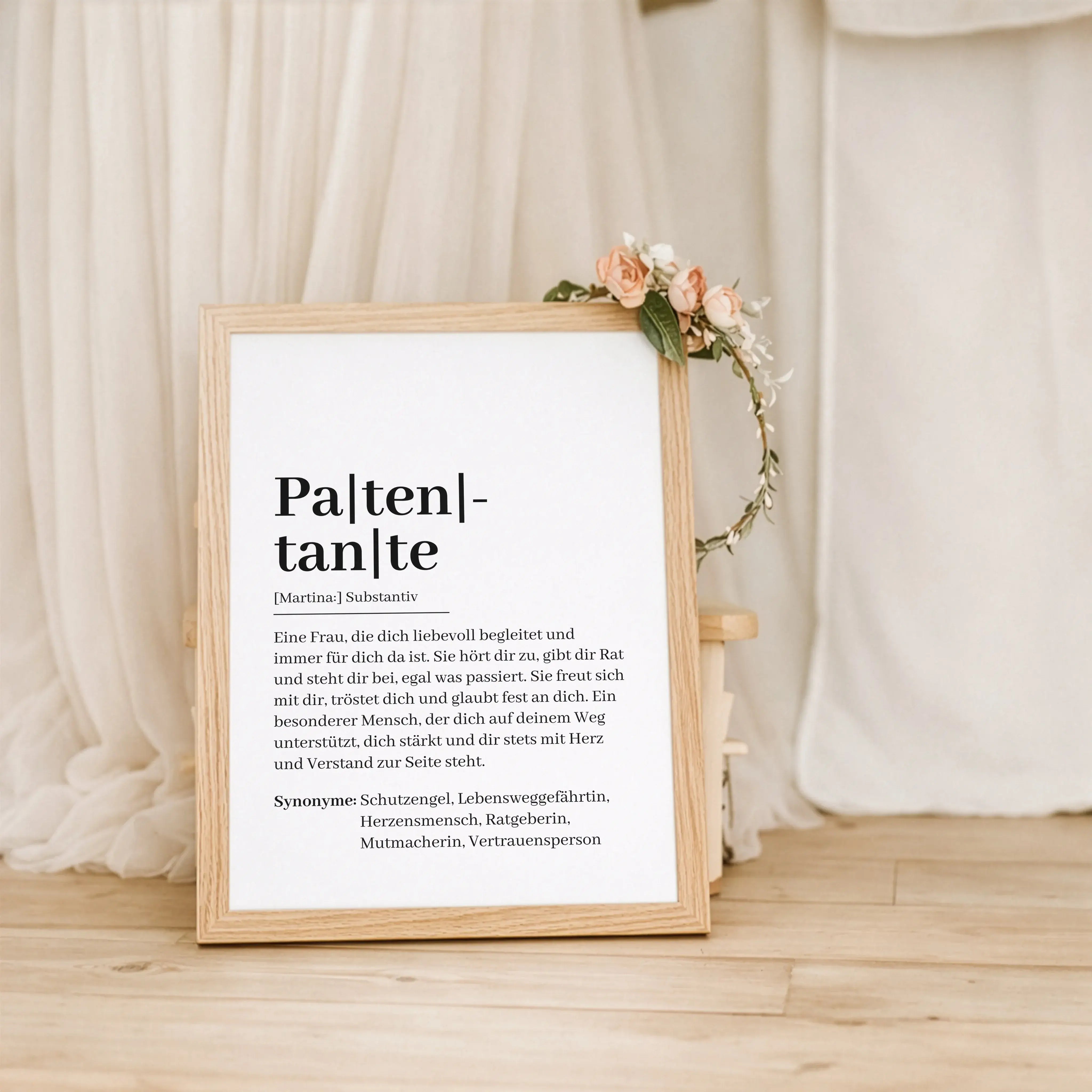 Patentante Definition Poster-Personalisiertes Poster-famprints-Das Patentante Definition Poster ist eine besondere Geschenkidee für Menschen, die ihrer Patentante zeigen möchten, wie wichtig sie ist. Die liebevolle Definition beschreibt mit klaren Worten,