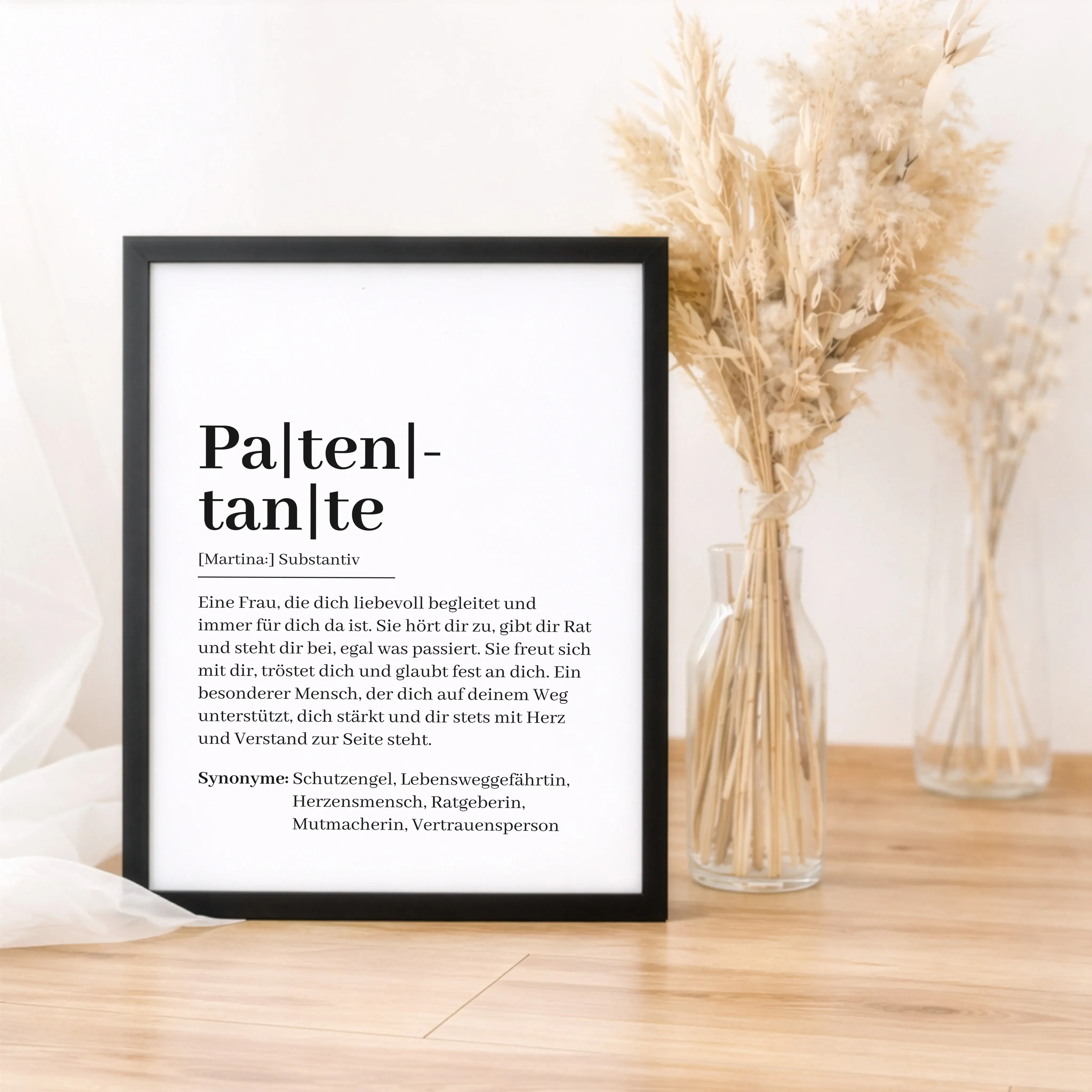 Patentante Definition Poster-Personalisiertes Poster-famprints-Das Patentante Definition Poster ist eine besondere Geschenkidee für Menschen, die ihrer Patentante zeigen möchten, wie wichtig sie ist. Die liebevolle Definition beschreibt mit klaren Worten,