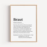 Braut Definition Poster-Personalisiertes Poster-famprints-Suchst du nach einem einzigartigen Geschenk für die Braut? Unser Braut Definition Poster ist die perfekte Wahl! Dieses liebevoll gestaltete Poster zeigt auf charmante Weise, was eine Braut ausmacht