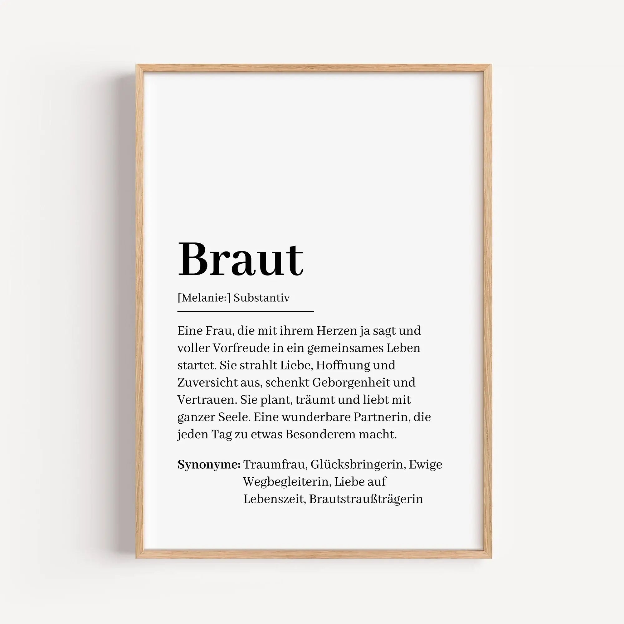 Braut Definition Poster-Personalisiertes Poster-famprints-Suchst du nach einem einzigartigen Geschenk für die Braut? Unser Braut Definition Poster ist die perfekte Wahl! Dieses liebevoll gestaltete Poster zeigt auf charmante Weise, was eine Braut ausmacht
