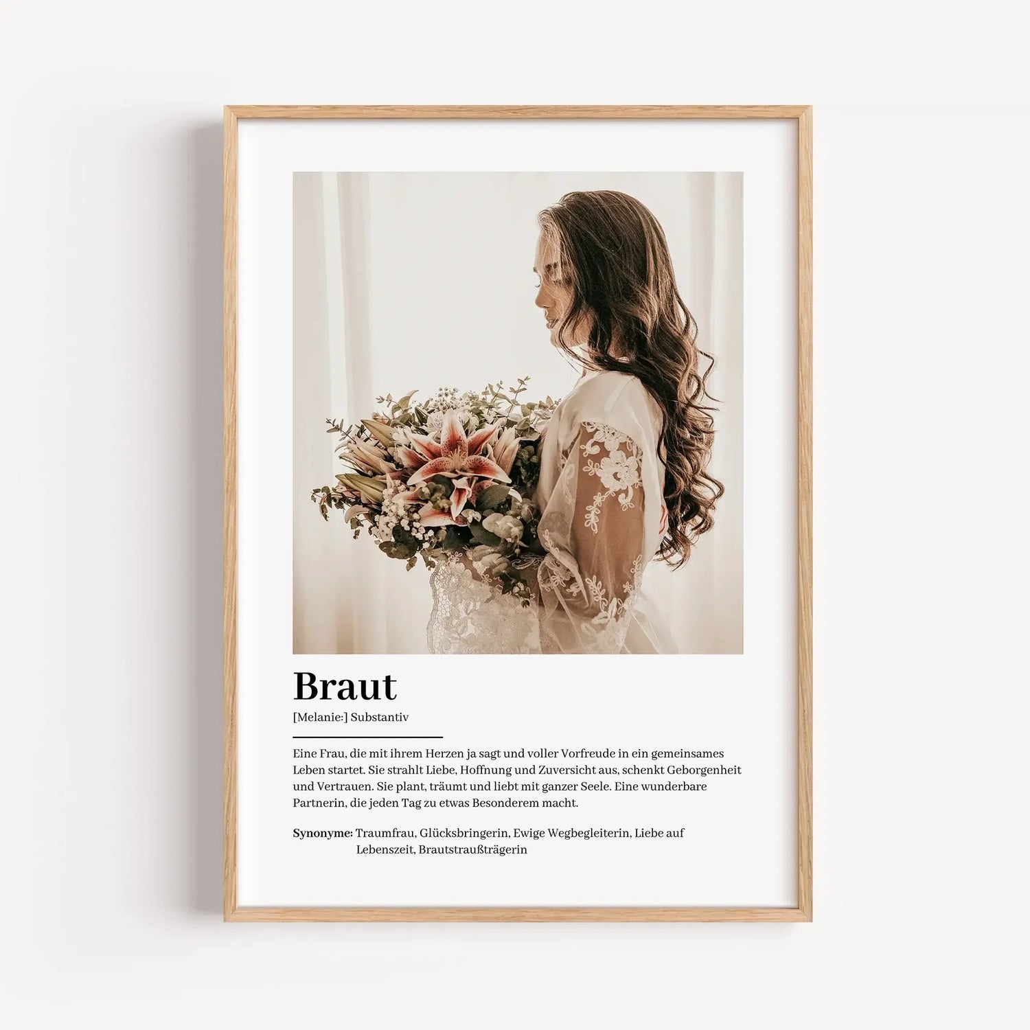 Braut Definition Poster mit Foto-Personalisiertes Poster-famprints-Suchst du nach einem einzigartigen Geschenk für die Braut? Unser Braut Definition Poster mit Foto ist die perfekte Wahl! Dieses liebevoll gestaltete Poster zeigt auf besondere Weise, was e