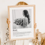 Braut Definition Poster mit Foto-Personalisiertes Poster-famprints-Suchst du nach einem einzigartigen Geschenk für die Braut? Unser Braut Definition Poster mit Foto ist die perfekte Wahl! Dieses liebevoll gestaltete Poster zeigt auf besondere Weise, was e
