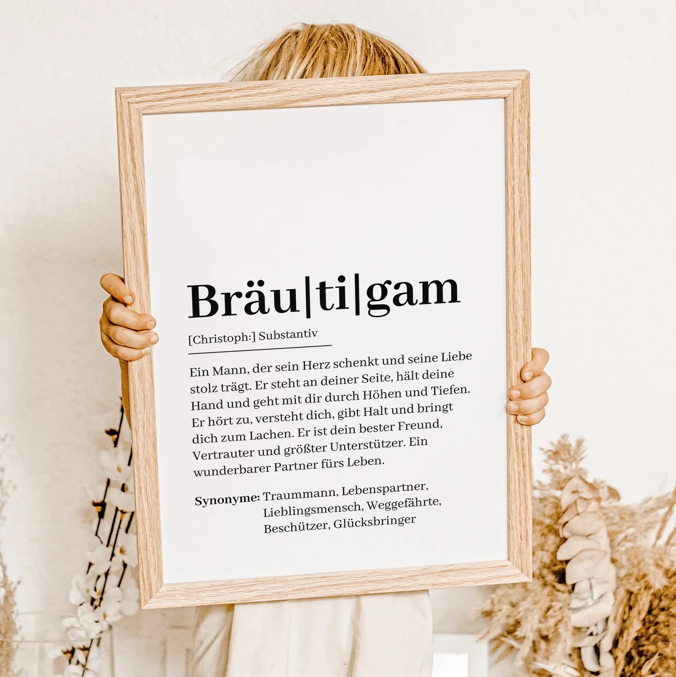 Bräutigam Definition Poster-Personalisiertes Poster-famprints-Suchst du nach einem einzigartigen Geschenk für den Bräutigam? Unser Bräutigam Definition Poster ist die perfekte Wahl! Dieses liebevoll gestaltete Poster beschreibt auf humorvolle und herzlich